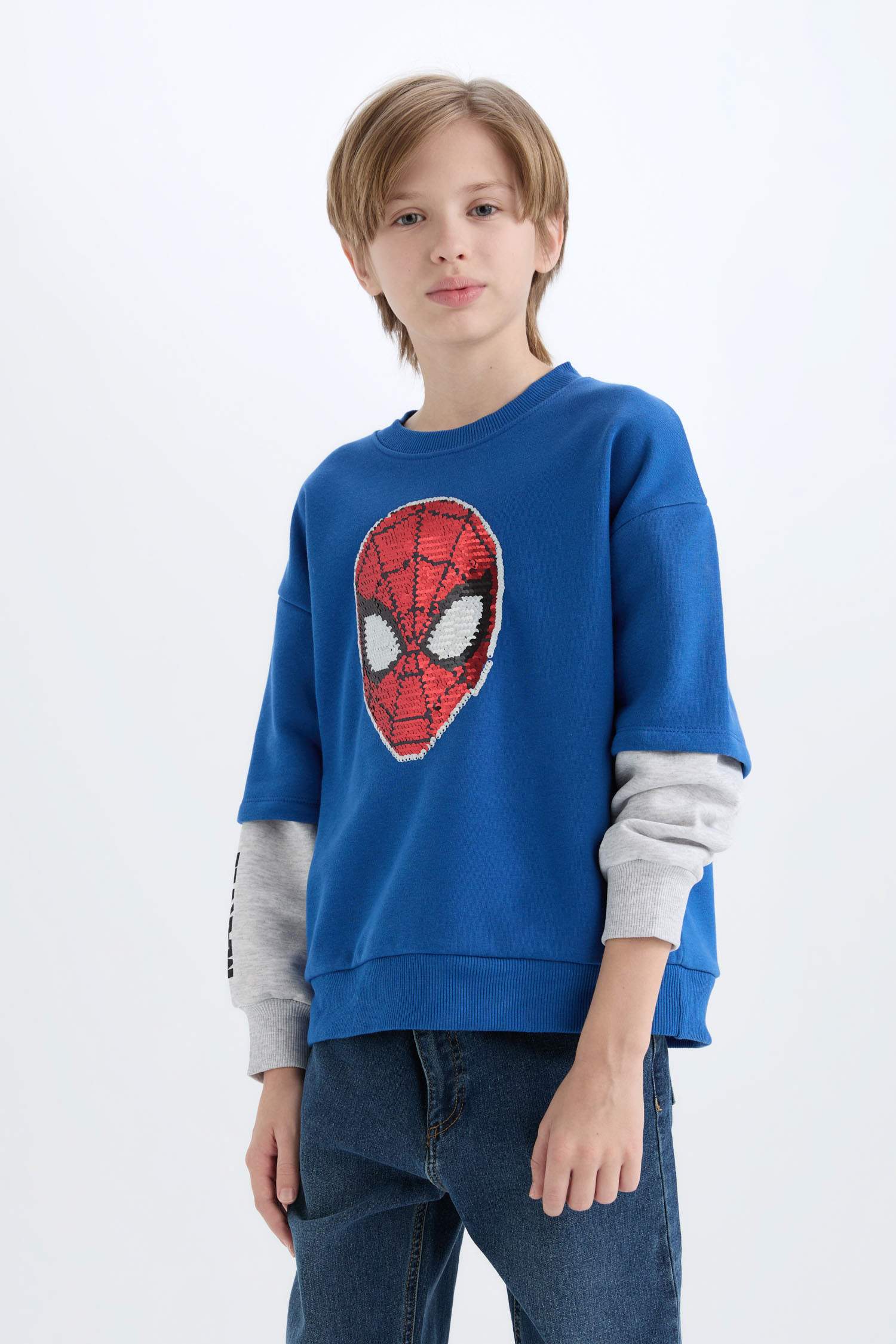 Sweatshirt Spiderman Oversize en Tissu épais à Col rond