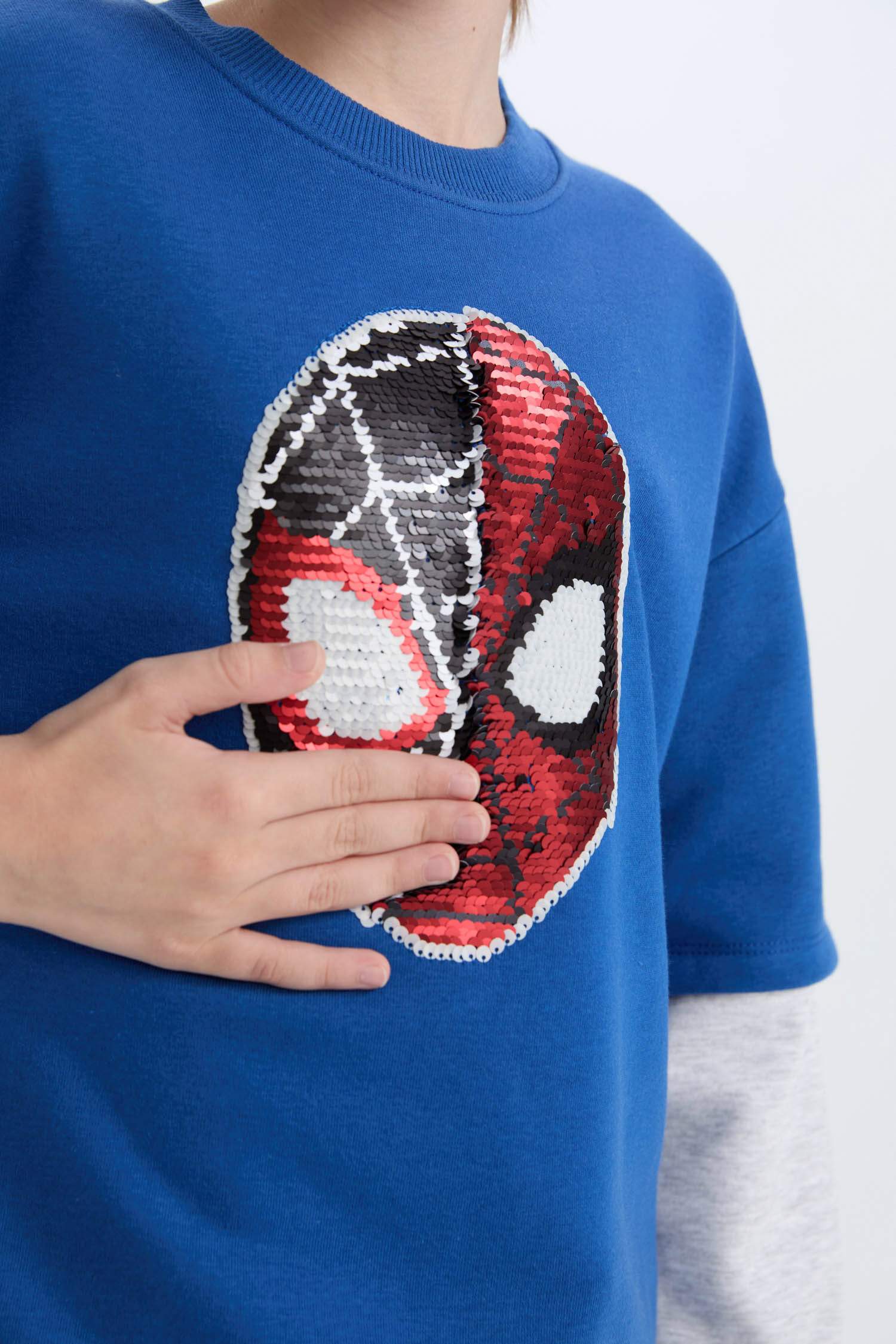 Boy Marvel Spiderman Oversize Fit Crew Neck Sweatshirt