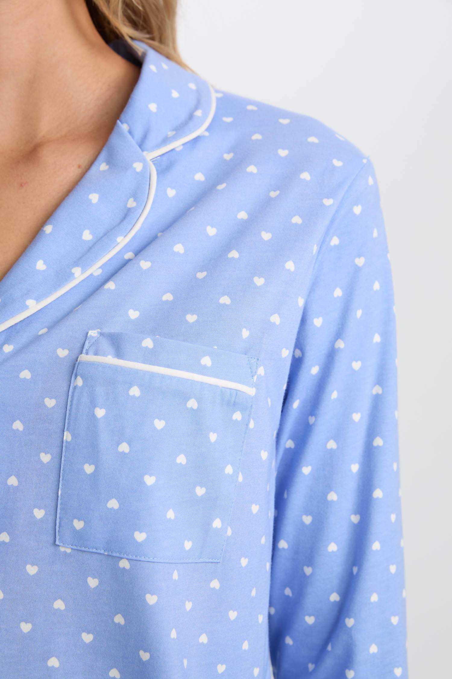 Pijama Takımı Puantiyeli Uzun Kollu Üst Beli Lastikli Alt-Fall in Love 