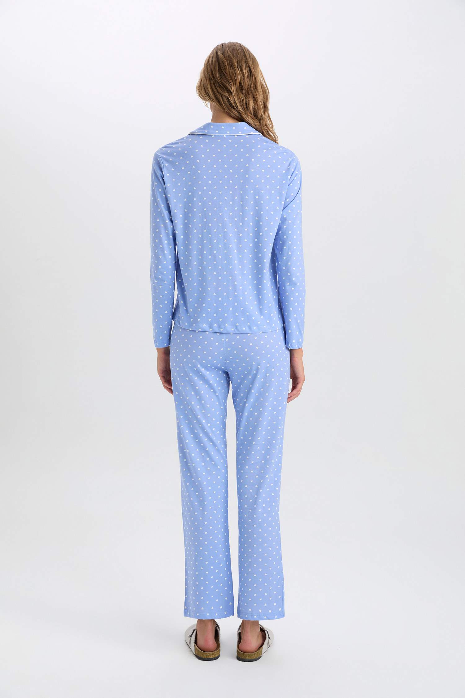 Pijama Takımı Puantiyeli Uzun Kollu Üst Beli Lastikli Alt-Fall in Love 