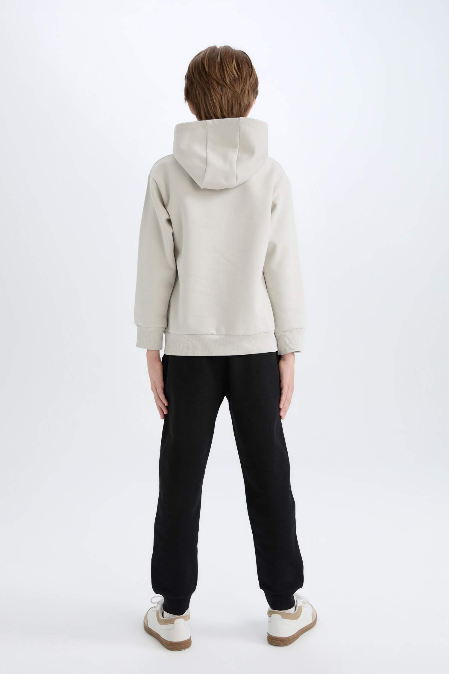 Erkek Çocuk 2'li Takım Kapüşonlu Baskılı Sweatshirt Beli Lastikli Eşofman Altı