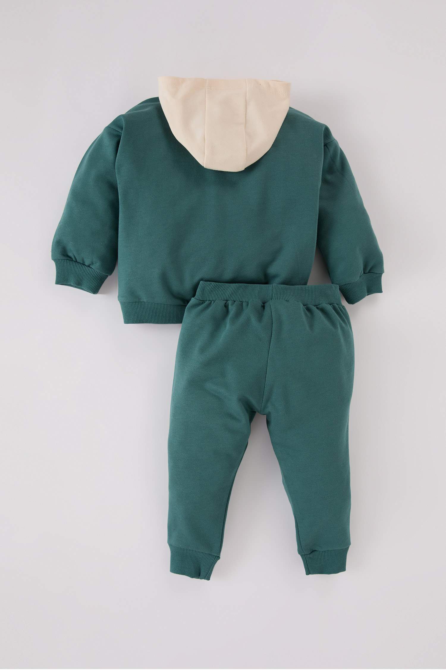 Erkek Bebek 2'li Takım Kapüşonlu Baskılı Sweatshirt Beli Lastikli Eşofman Altı