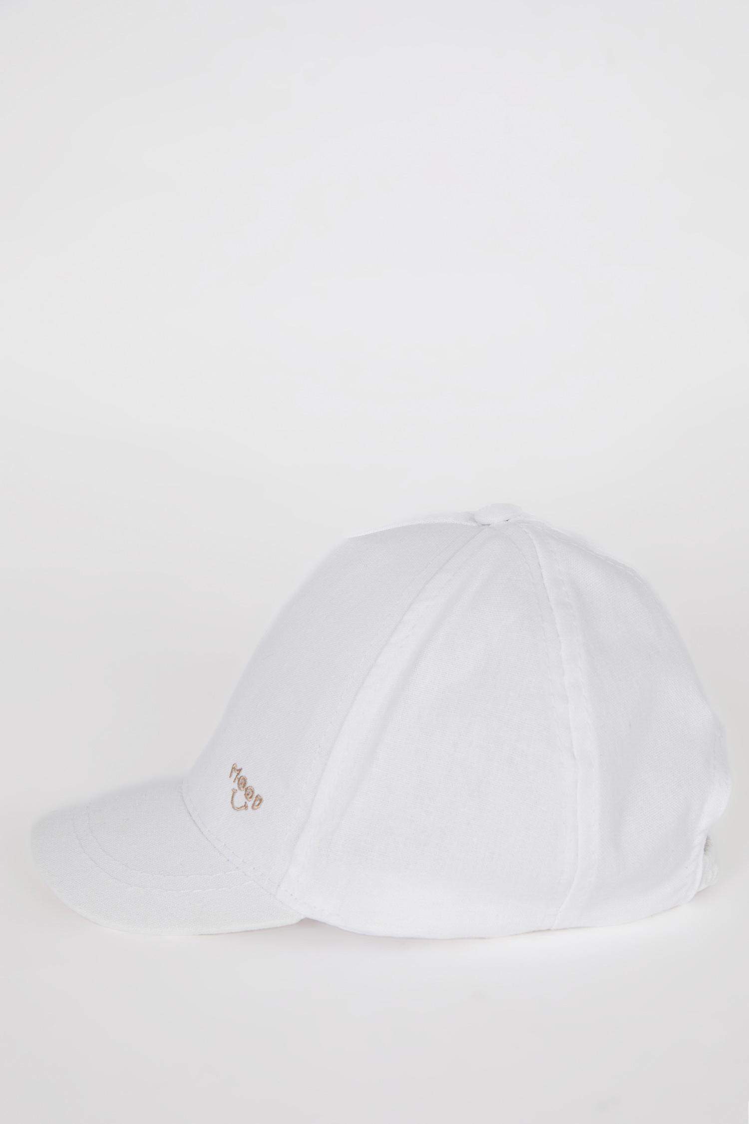 Kız Bebek Nakışlı Keten Karışımlı Cap Şapka