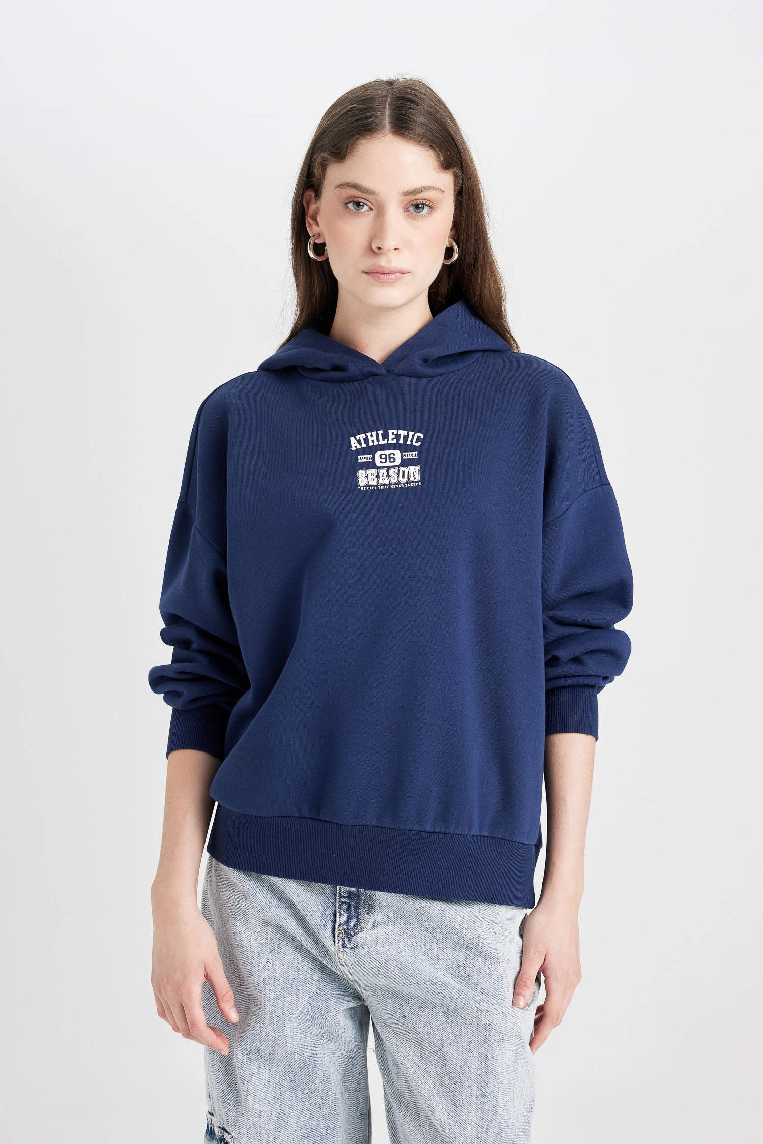 Coool Oversize Geniş Kalıp Kapüşonlu Baskılı Sweatshirt