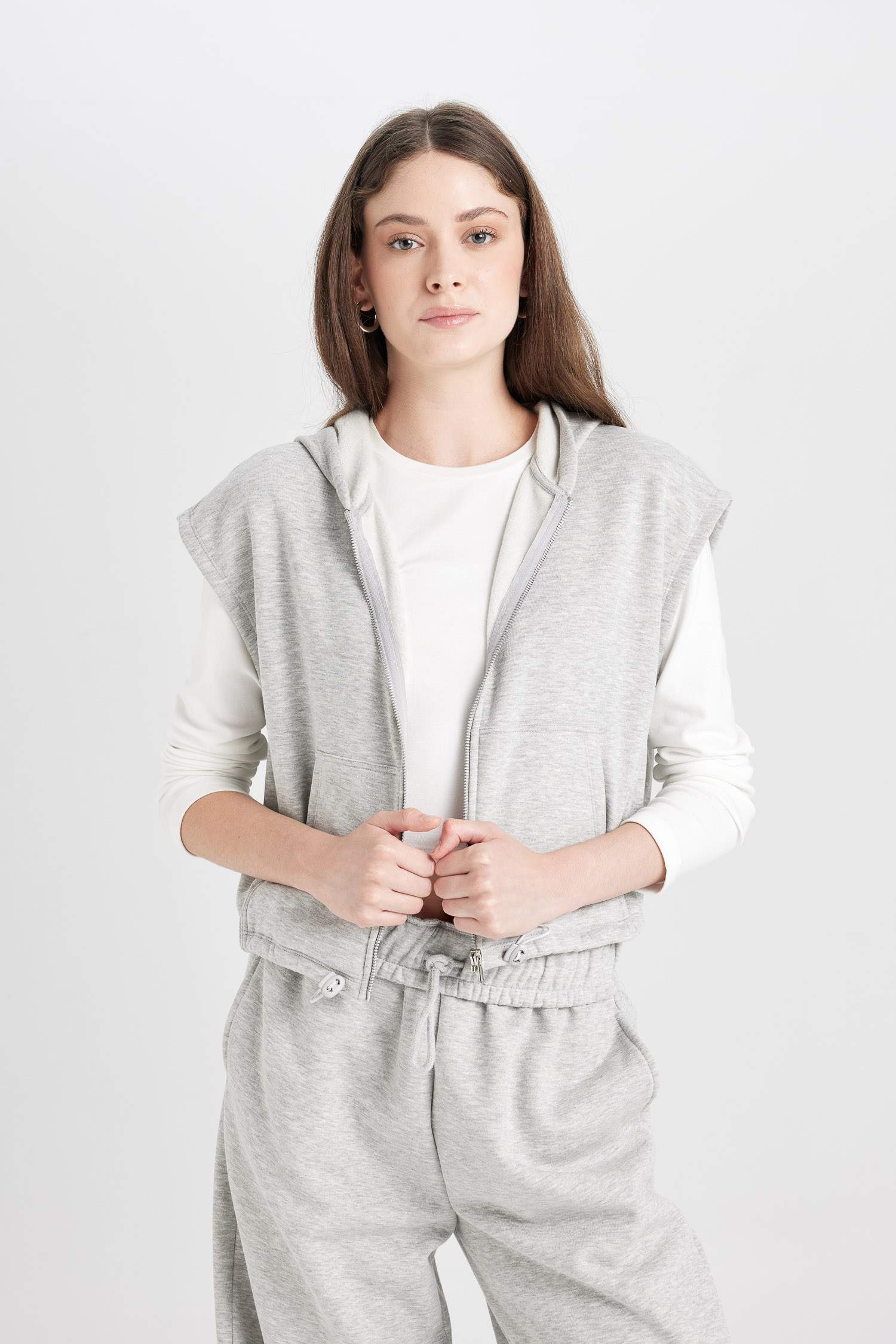 Back to School Loose Fit Zippered Sweatshirt Cardigan