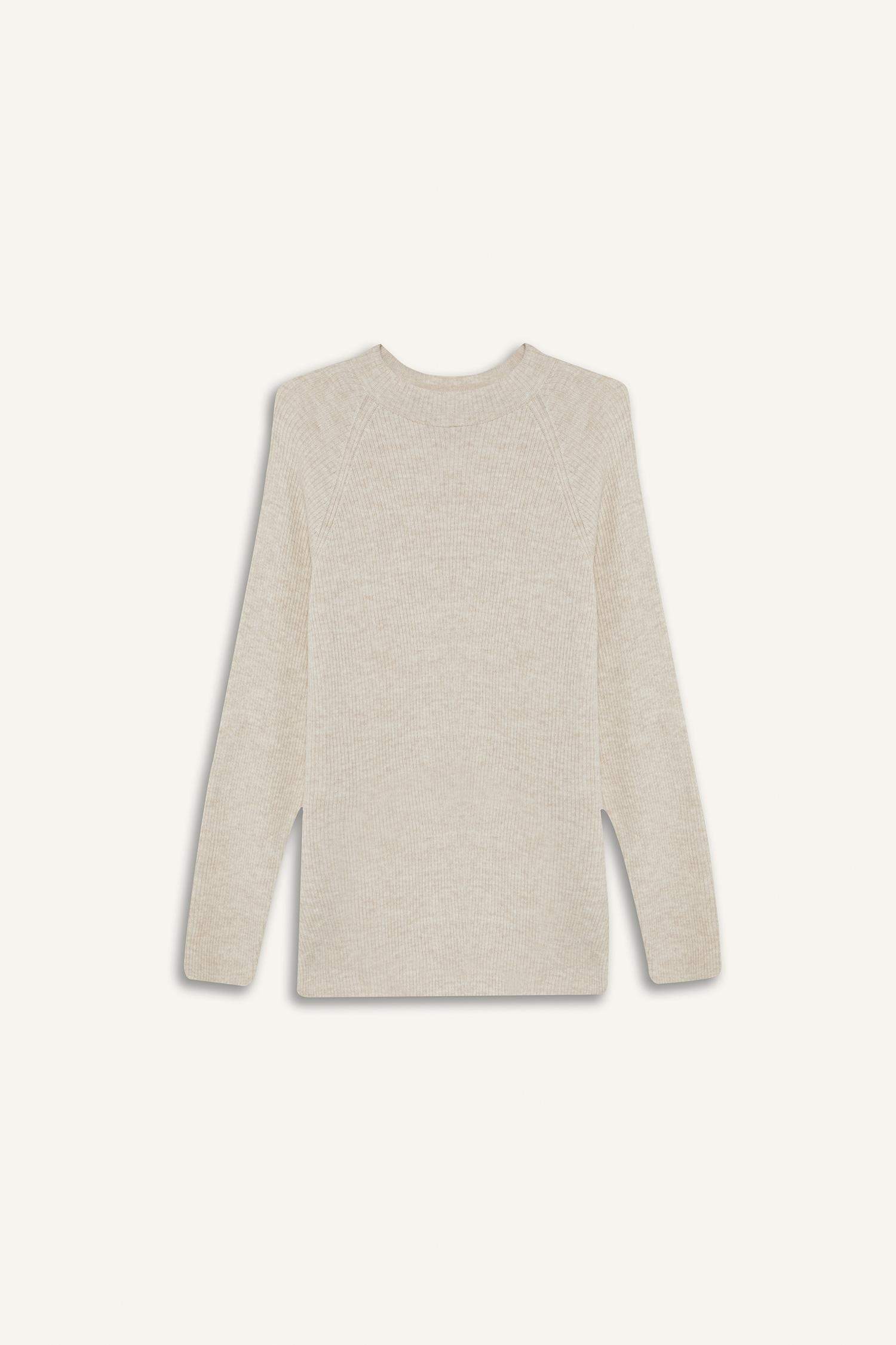 Regular Fit Bisiklet Yaka Basic Düz Triko Kazak