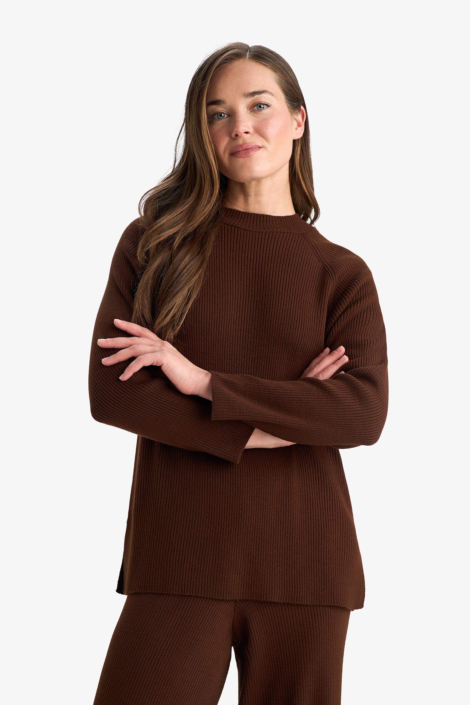 Regular Fit Bisiklet Yaka Basic Düz Triko Kazak