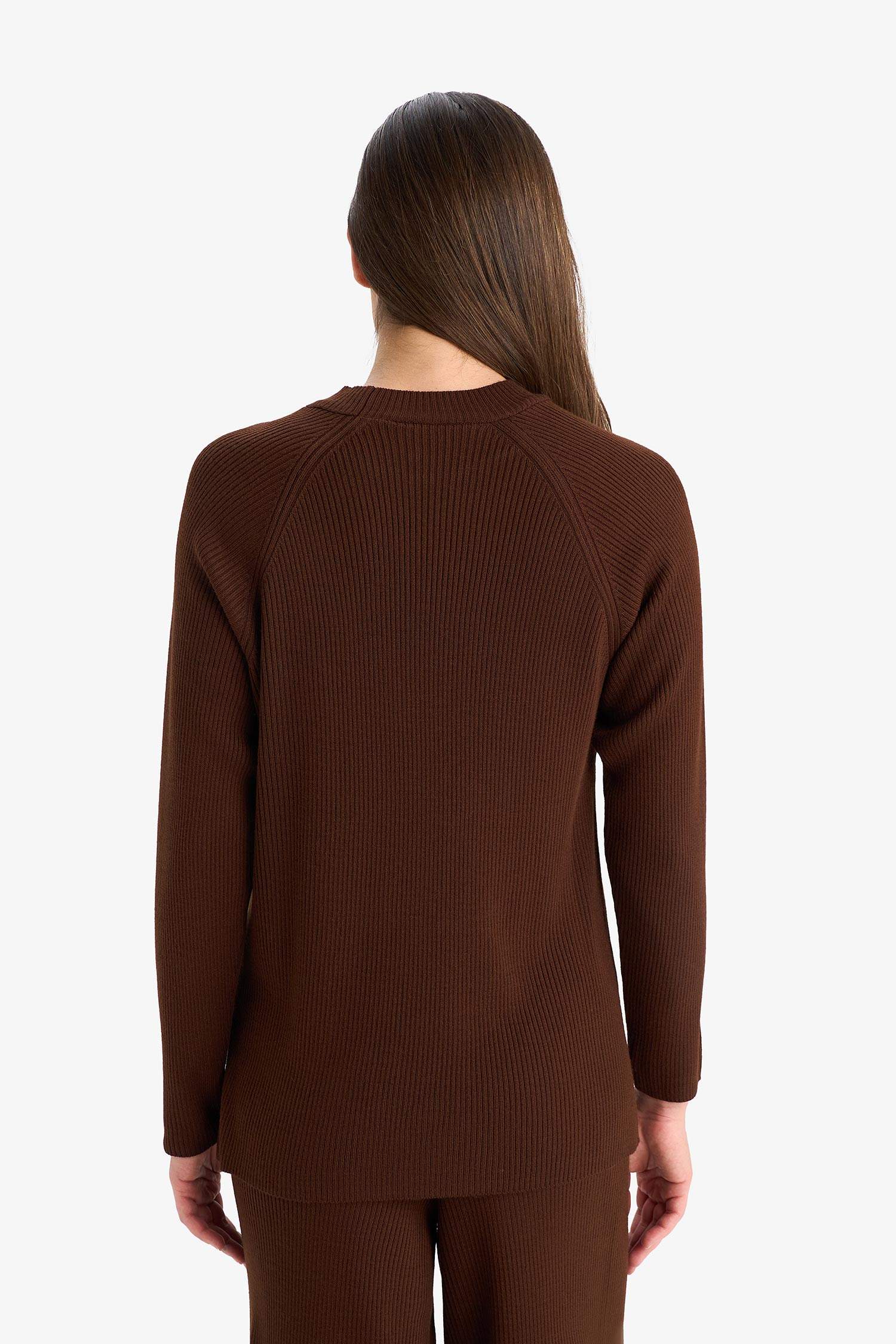 Regular Fit Bisiklet Yaka Basic Düz Triko Kazak