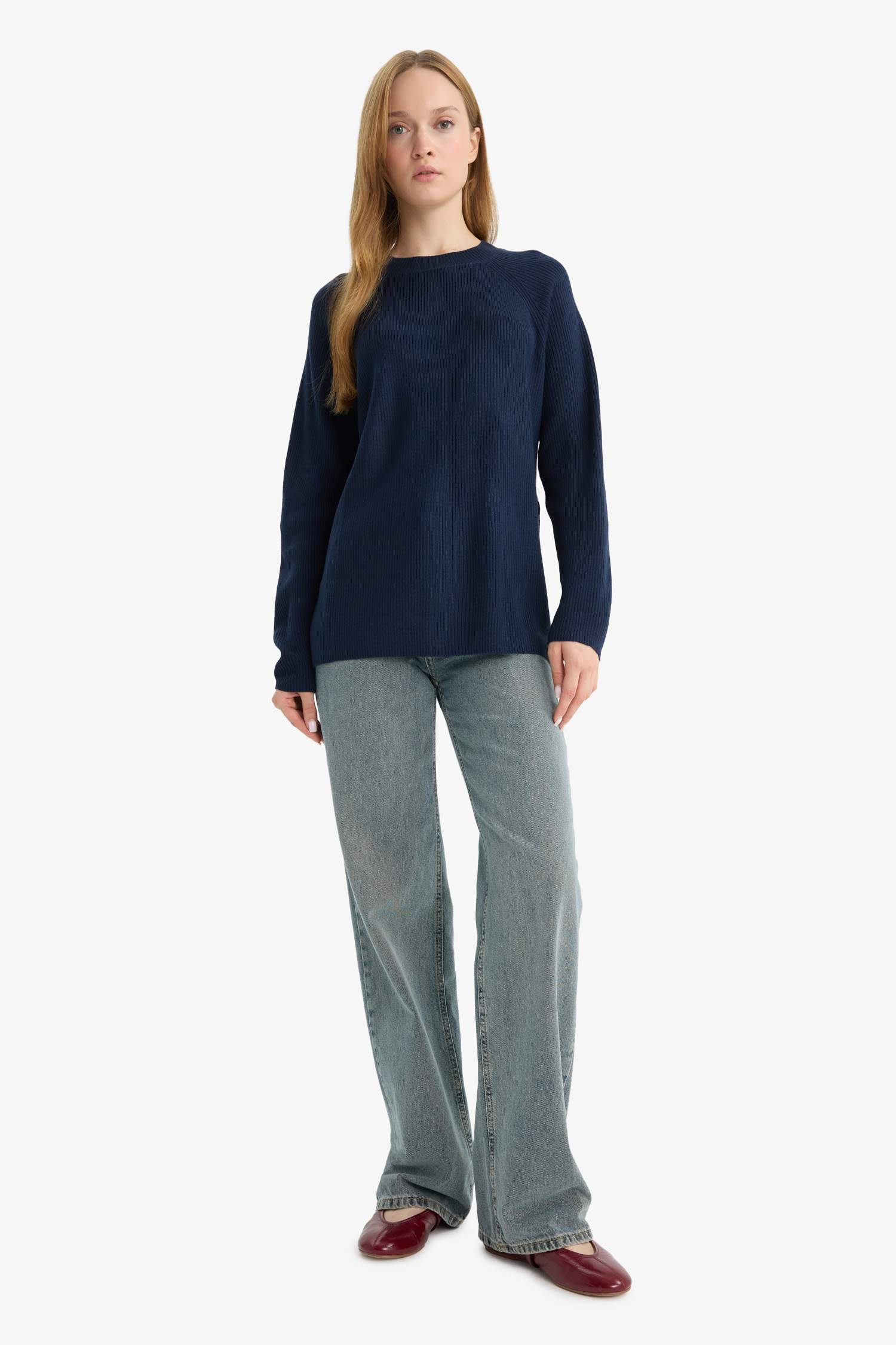 қалыпты пішім дөңгелек жаға Пулловер