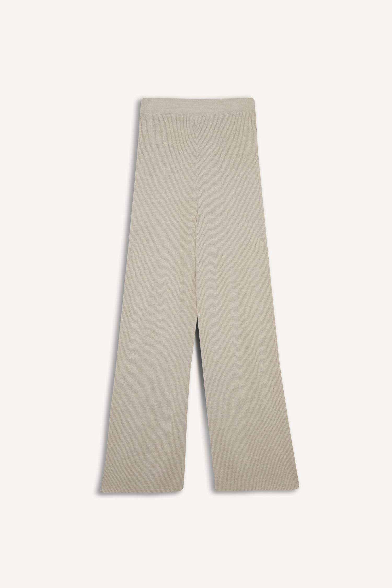 Regular Fit Basic Düz Beli Lastikli Düz Paça Triko Pantolon