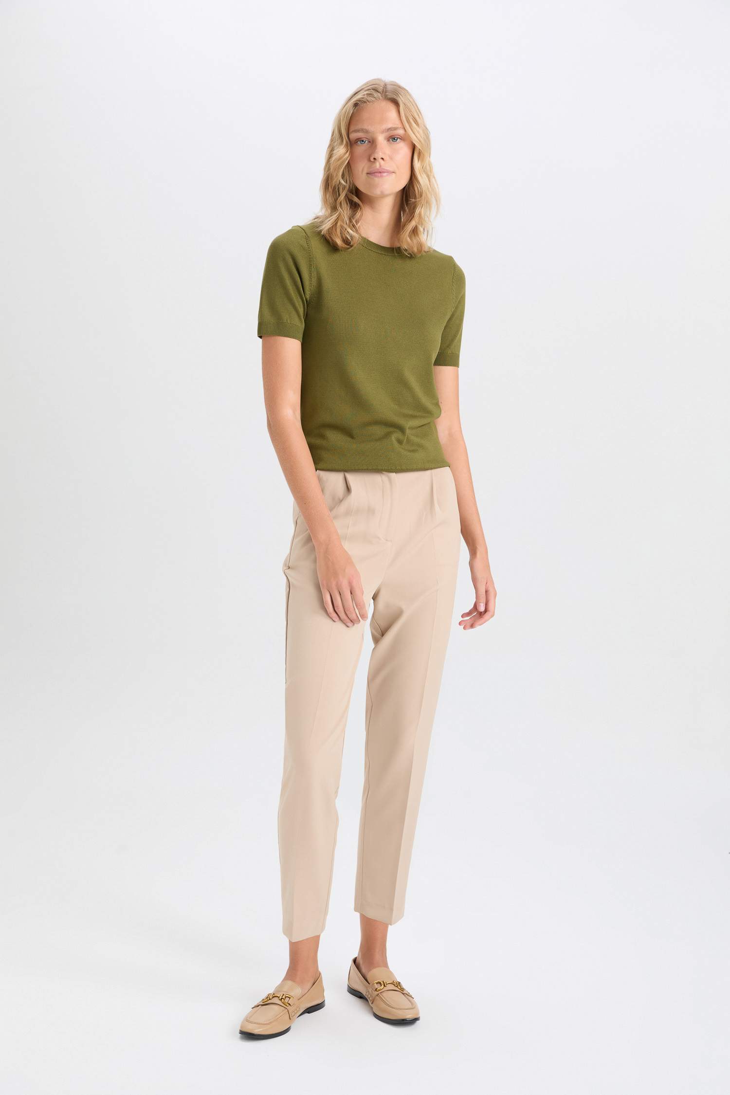 Regular Fit Crew Neck Basic Short Sleeve Pullover