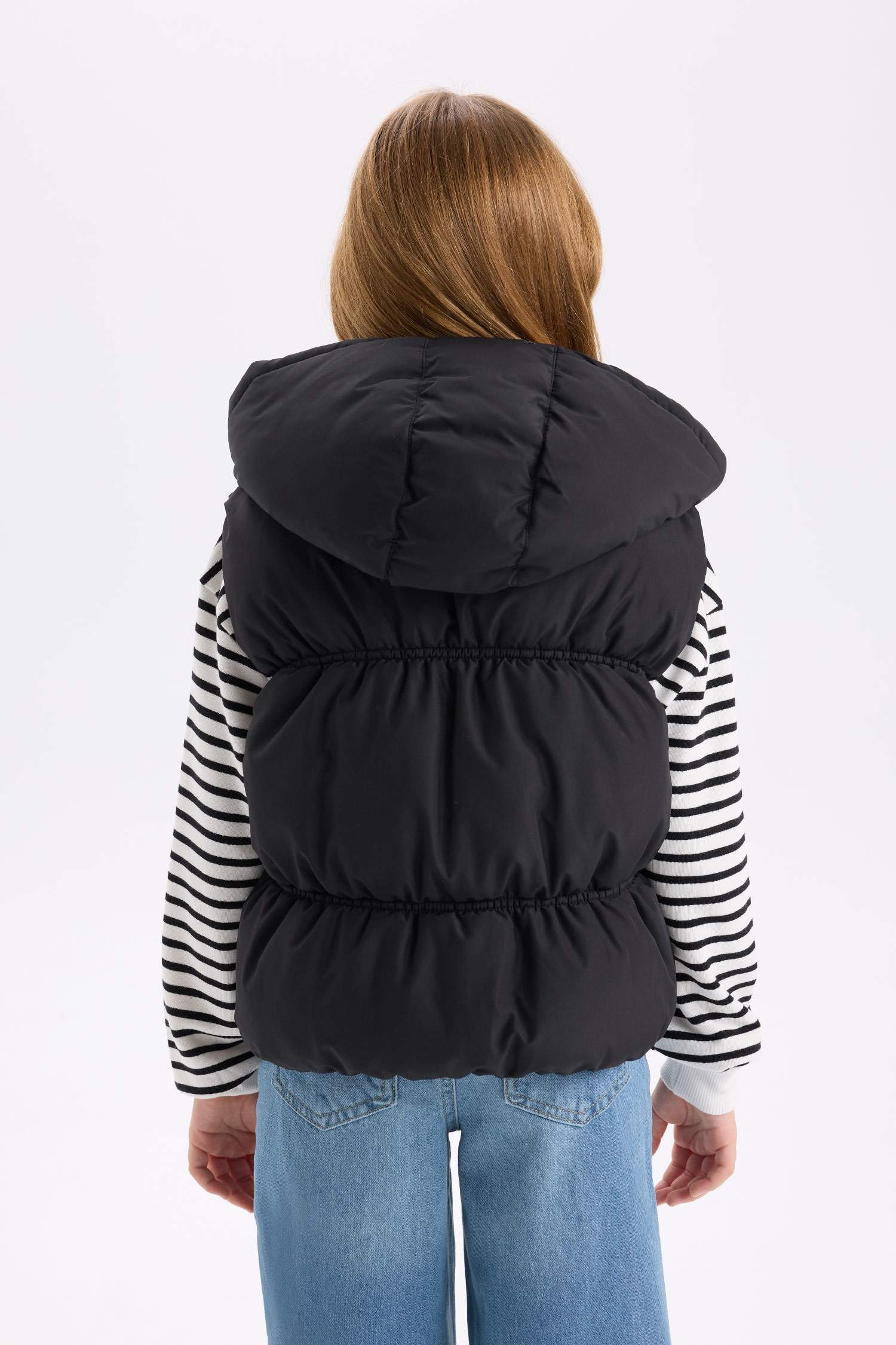 Kız Çocuk Su Geçirmez Kapüşonlu Fermuarlı Şişme Yelek