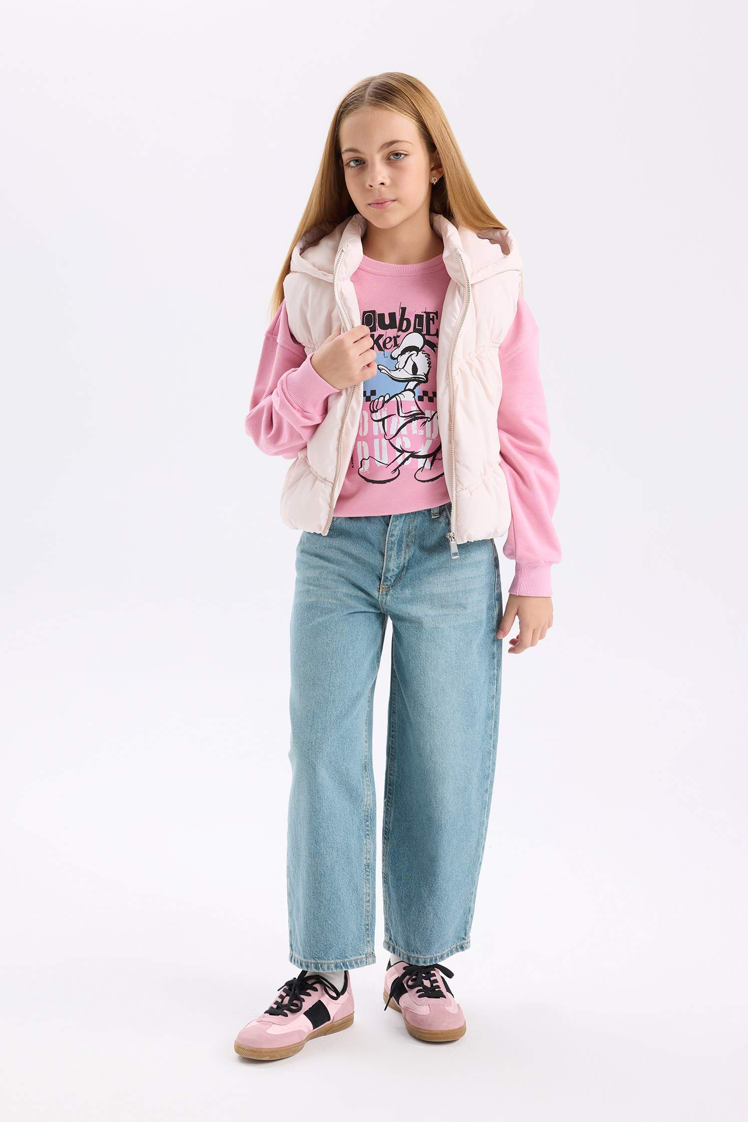 Kız Çocuk Su Geçirmez Kapüşonlu Fermuarlı Şişme Yelek