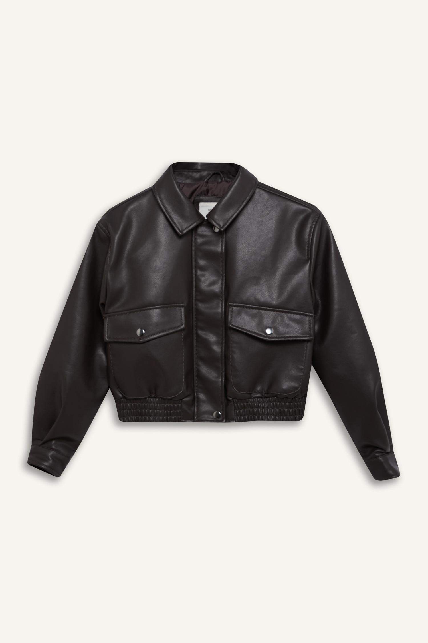 جاكيت بنات من جلد صناعي طارد للماء