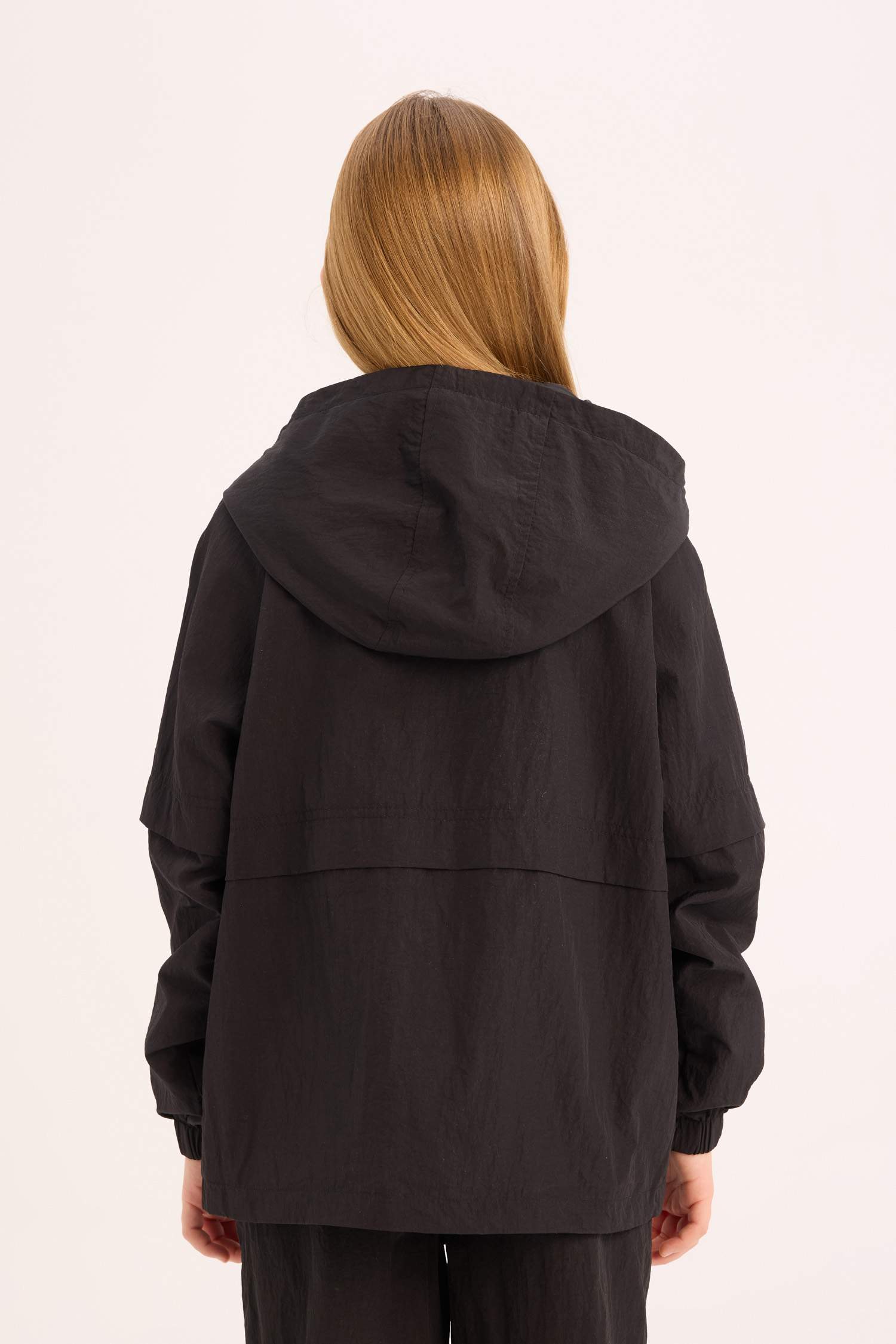 Kız Çocuk Su Geçirmez Kapüşonlu Fermuarlı Çıtçıtlı Cepli Yağmurluk