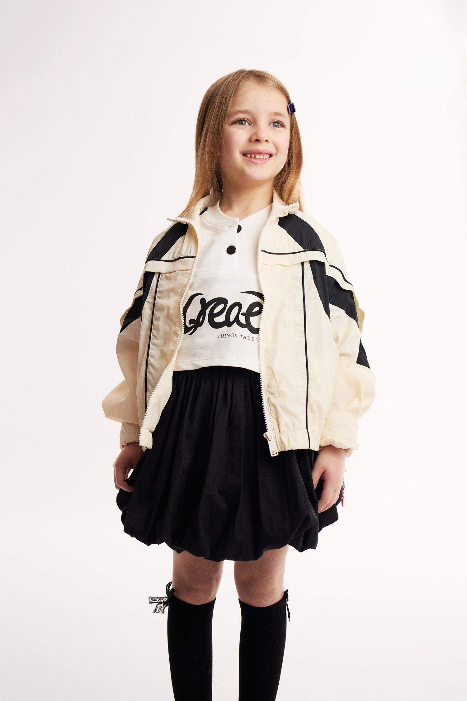 Kız Çocuk Su Geçirmez Kapüşonlu Fermuarlı Cepli Yağmurluk