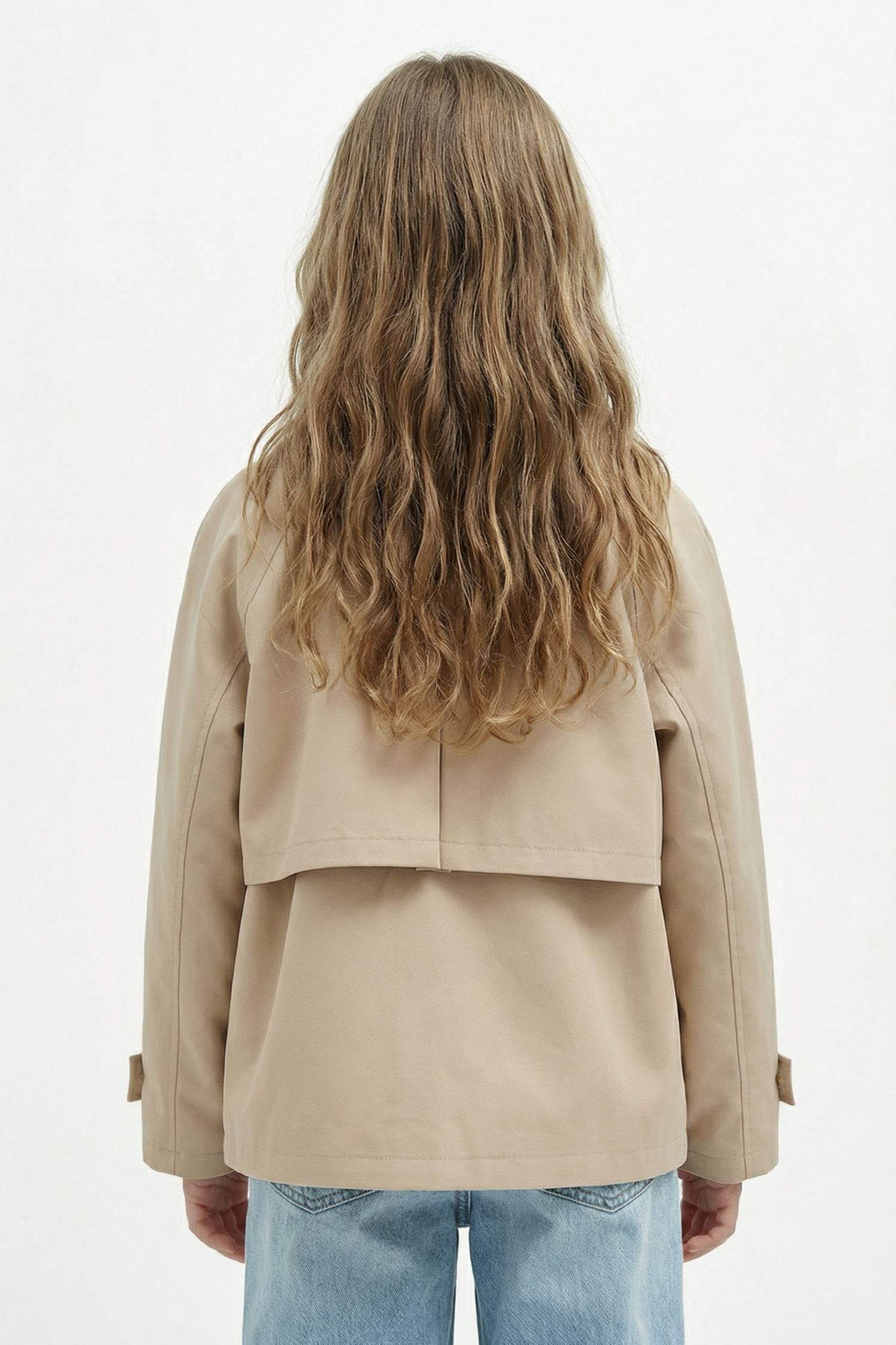 معطف ترانش كوت بناتي بحزام