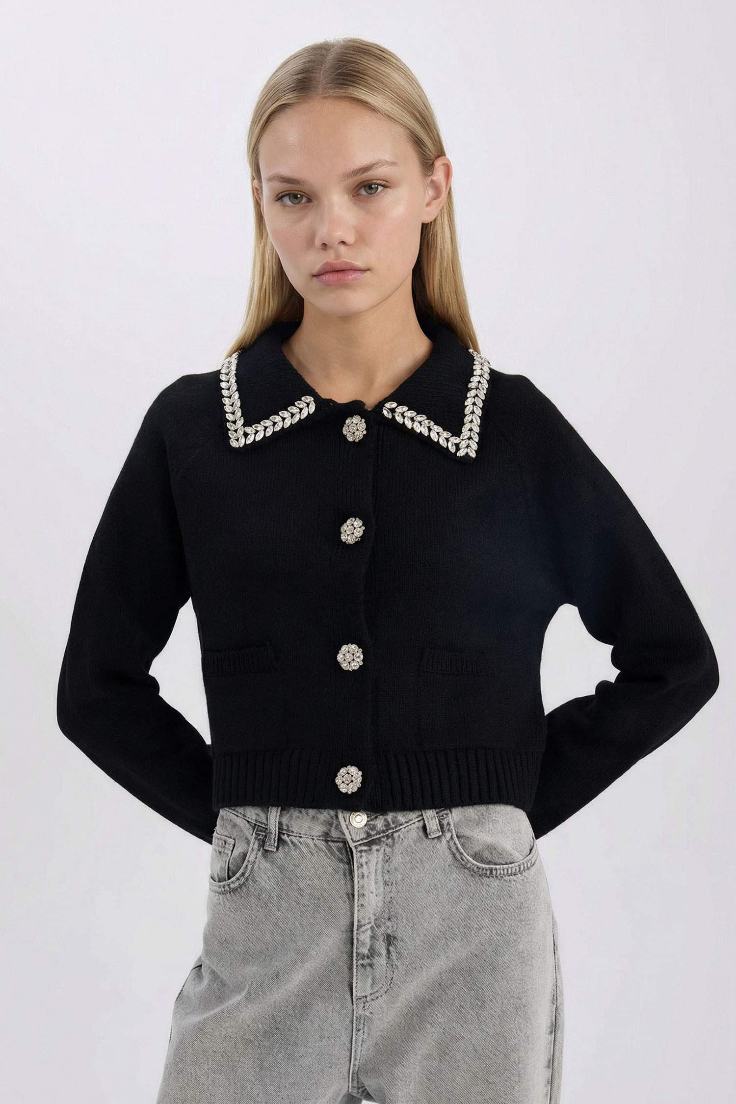 Regular Fit Gömlek Yaka Düğmeli Triko Hırka