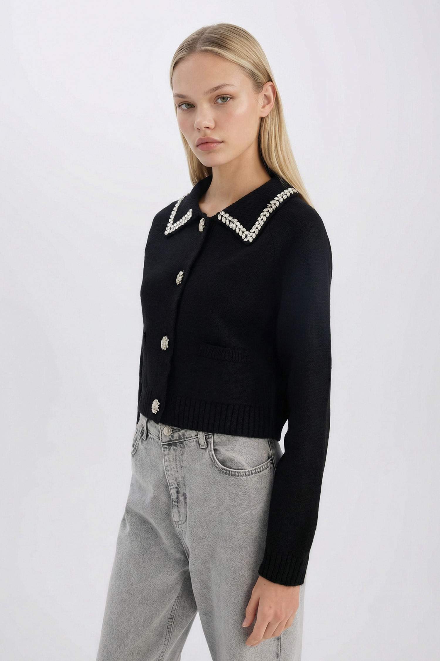 Regular Fit Gömlek Yaka Düğmeli Triko Hırka