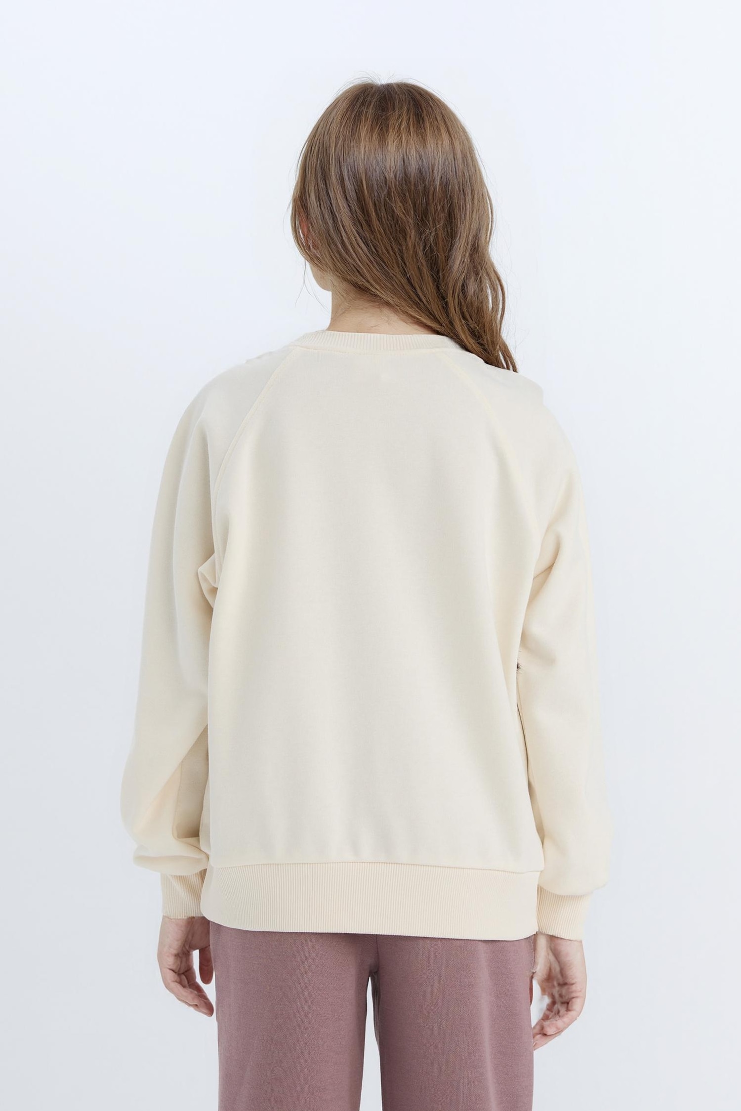 Kız Çocuk Relax Fit Bisiklet Yaka Baskılı Sweatshirt