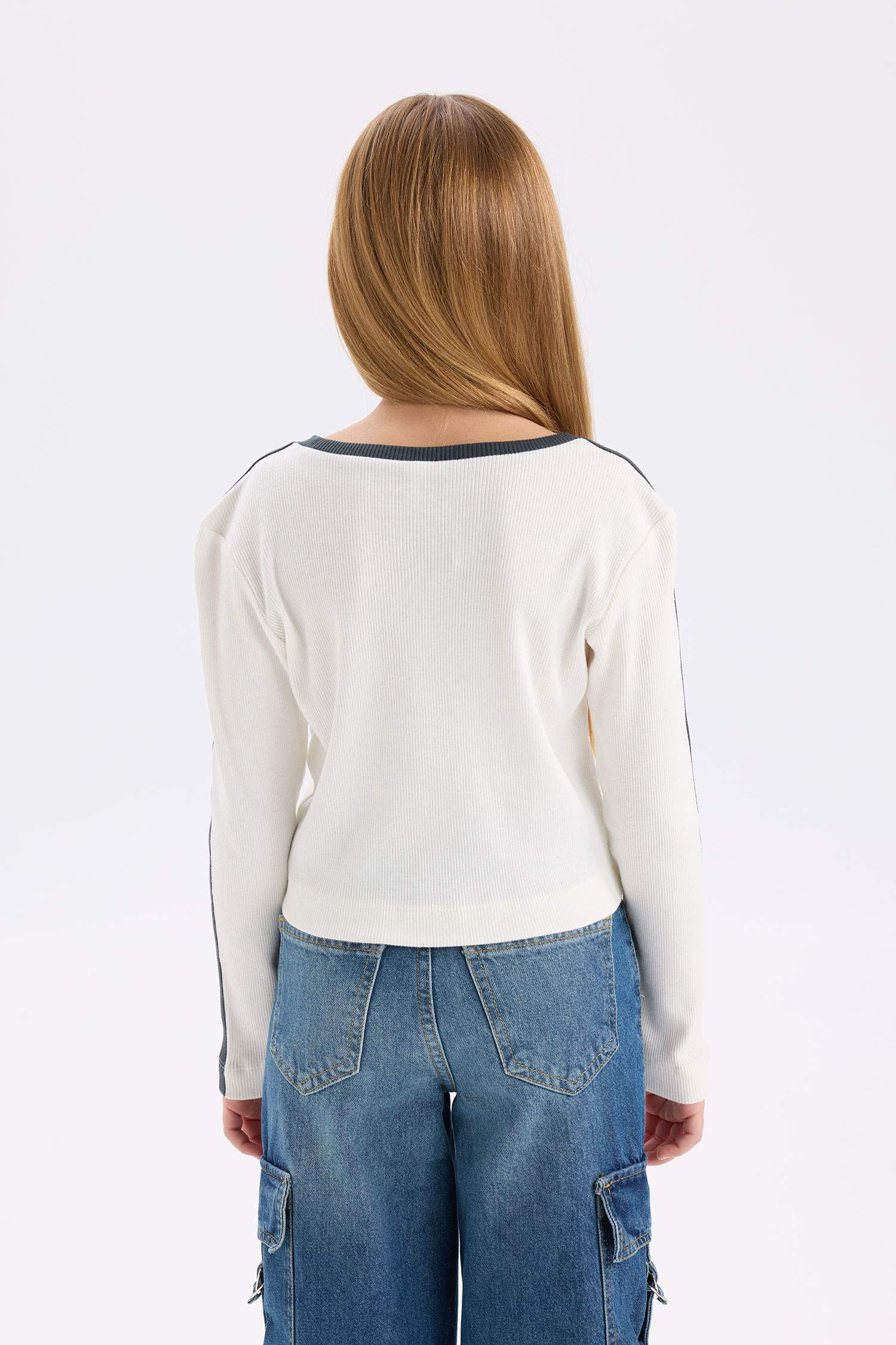 T-shirt Slim et long imprimé à manches longues pour fille