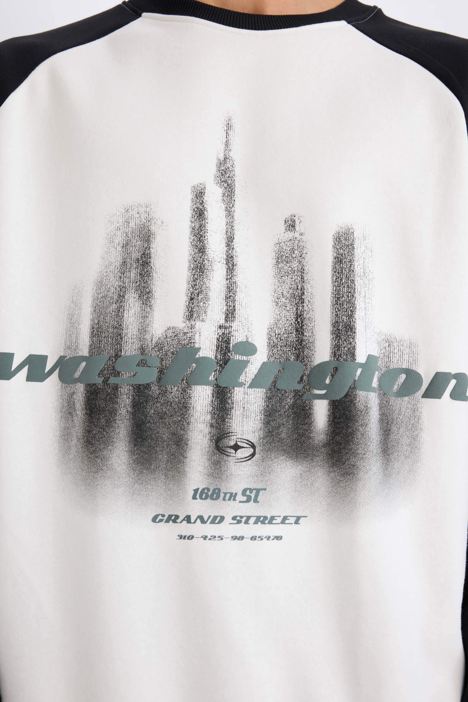 سويت شيرت اوفر سايز مطبوع بياخة مستديرة