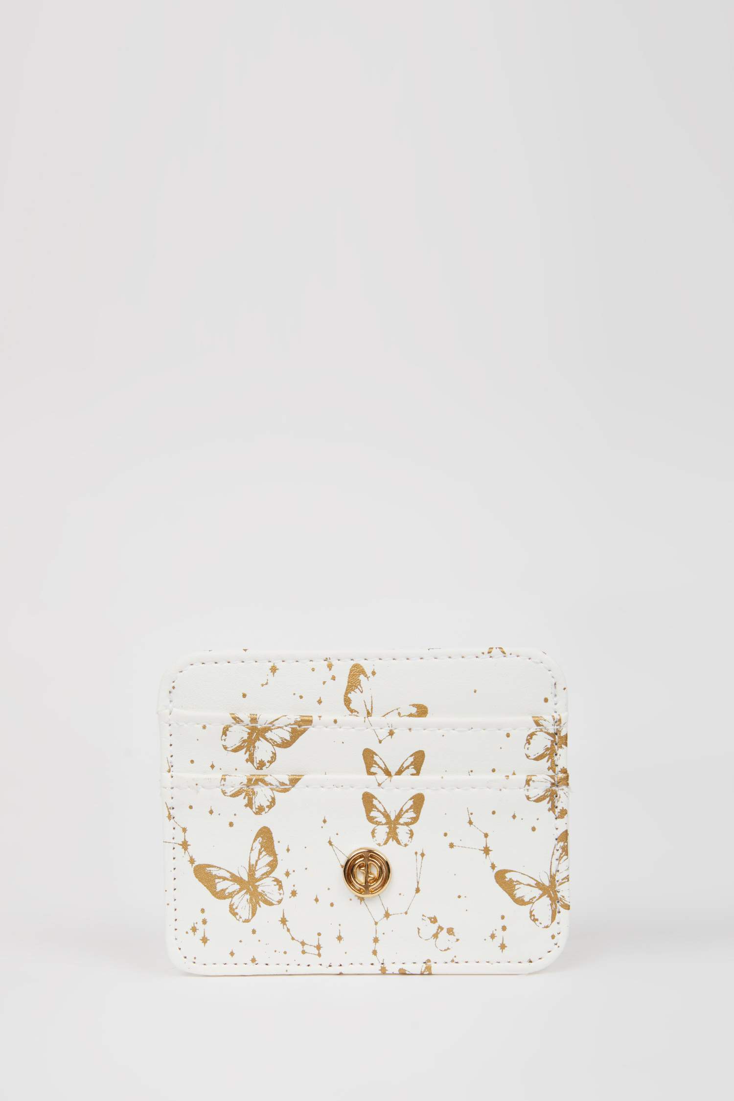 محفظة بطاقات نسائية جلد صناعي بطبعة فراشة