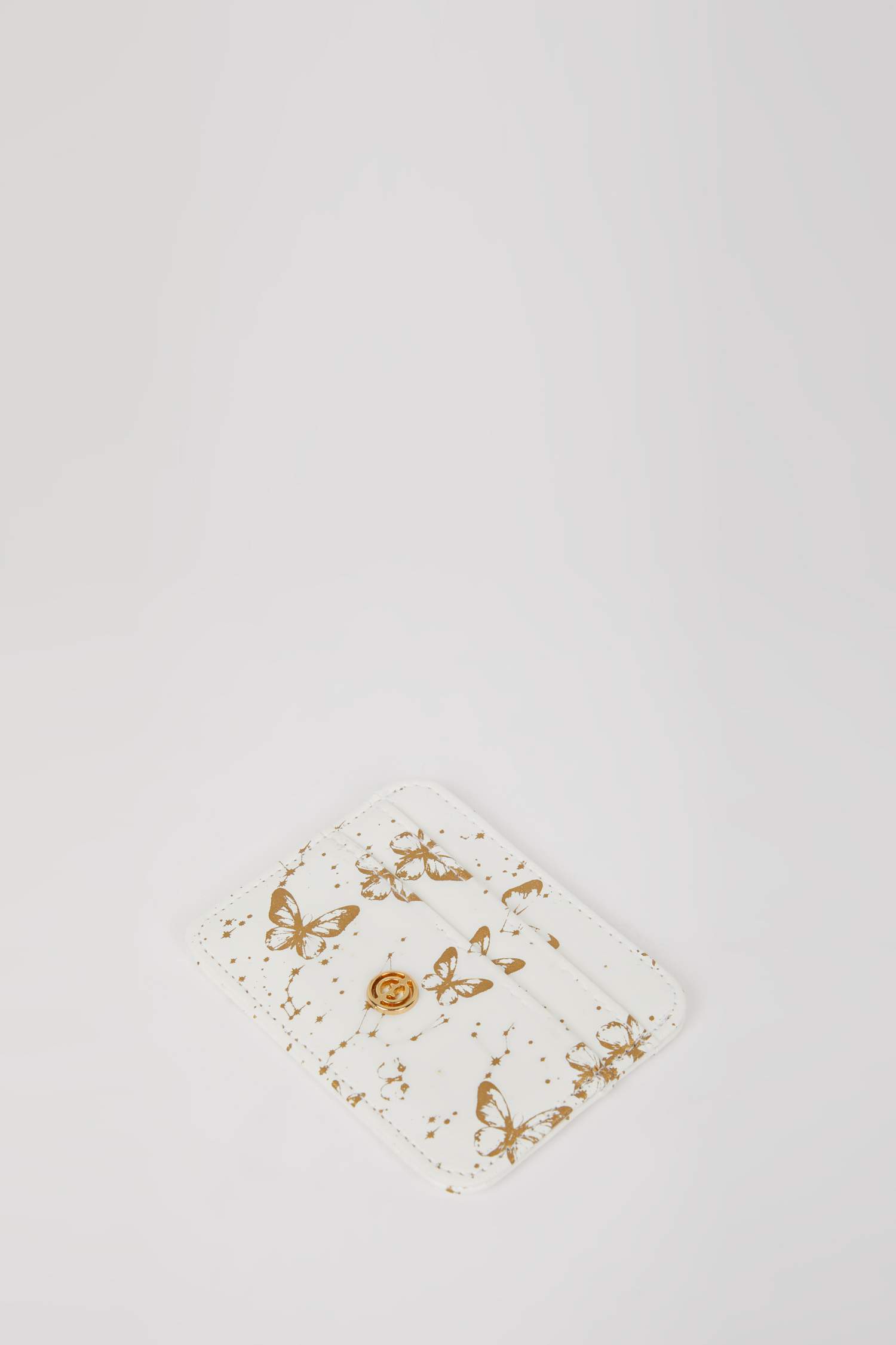 محفظة بطاقات نسائية جلد صناعي بطبعة فراشة