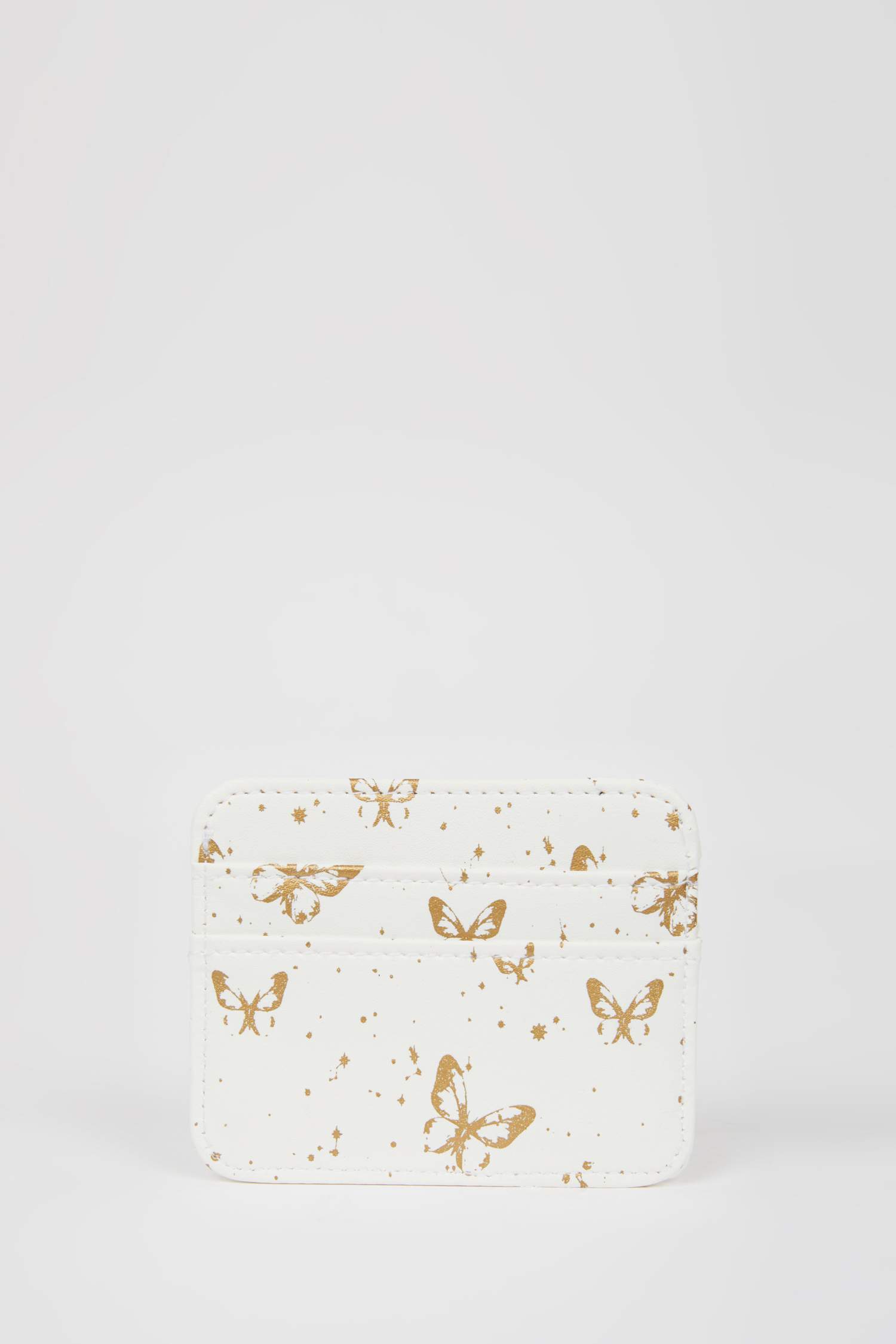 محفظة بطاقات نسائية جلد صناعي بطبعة فراشة