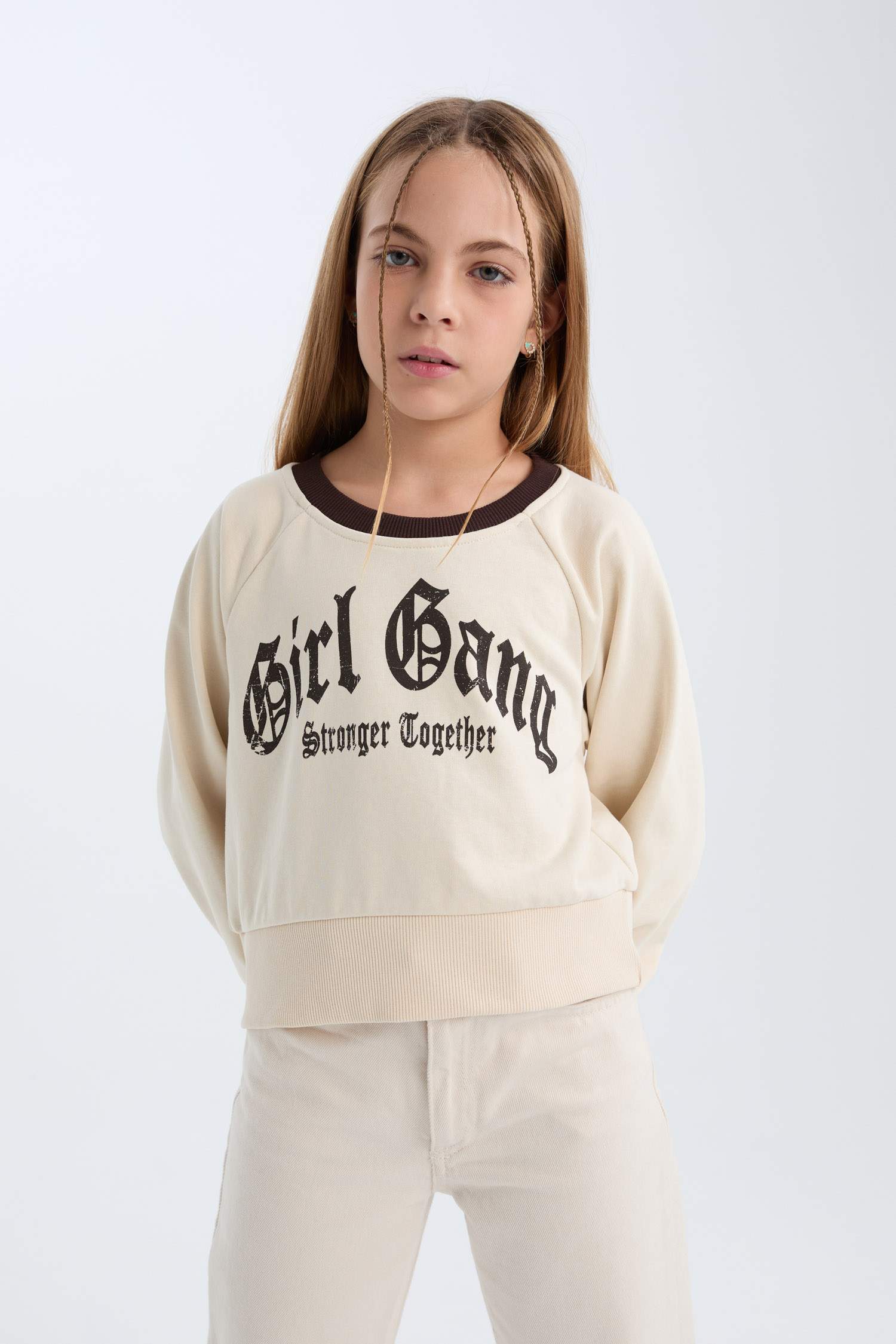 Girl Relax Fit Printed Soft Furry Inside Sweatshirt
