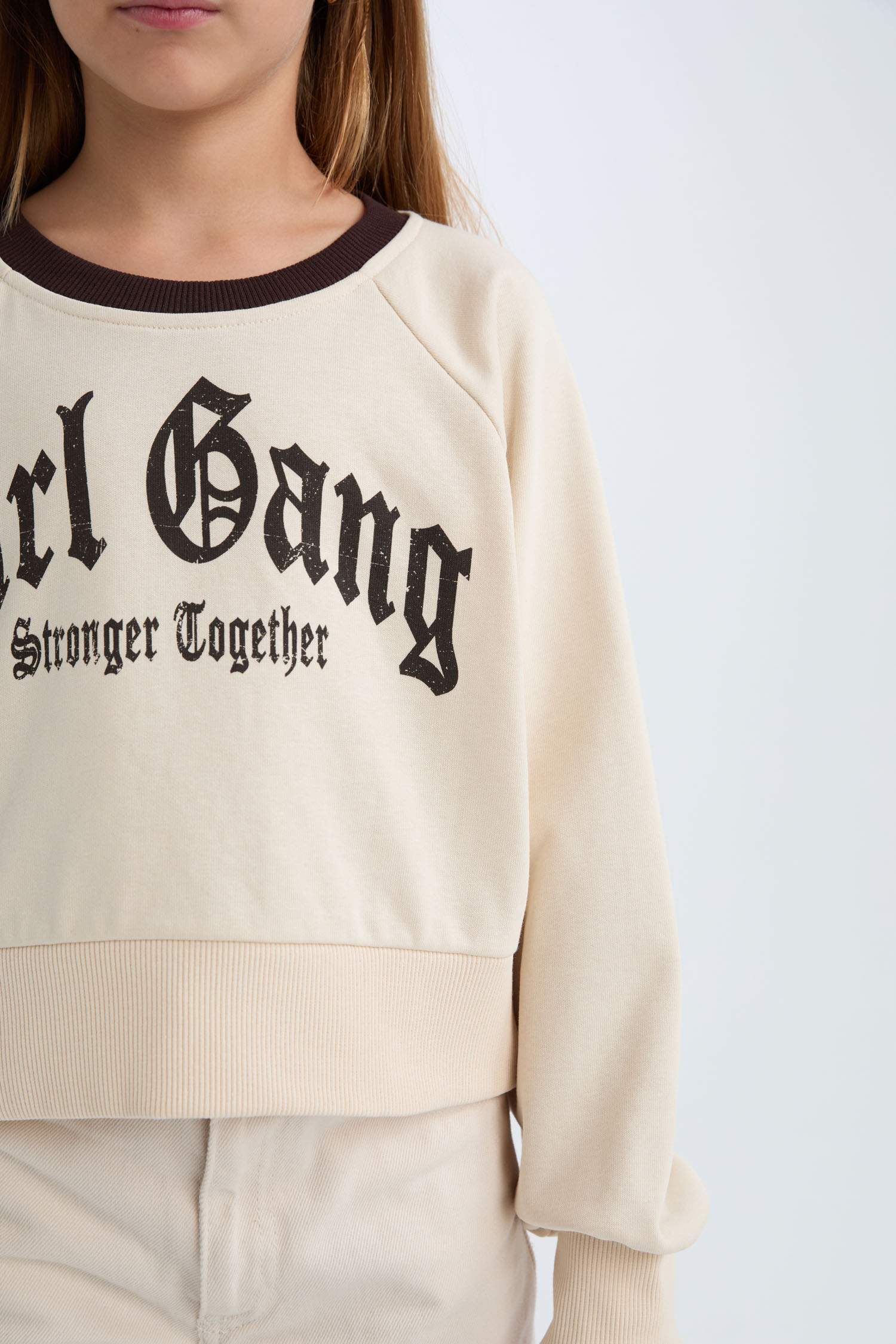 Girl Relax Fit Printed Soft Furry Inside Sweatshirt