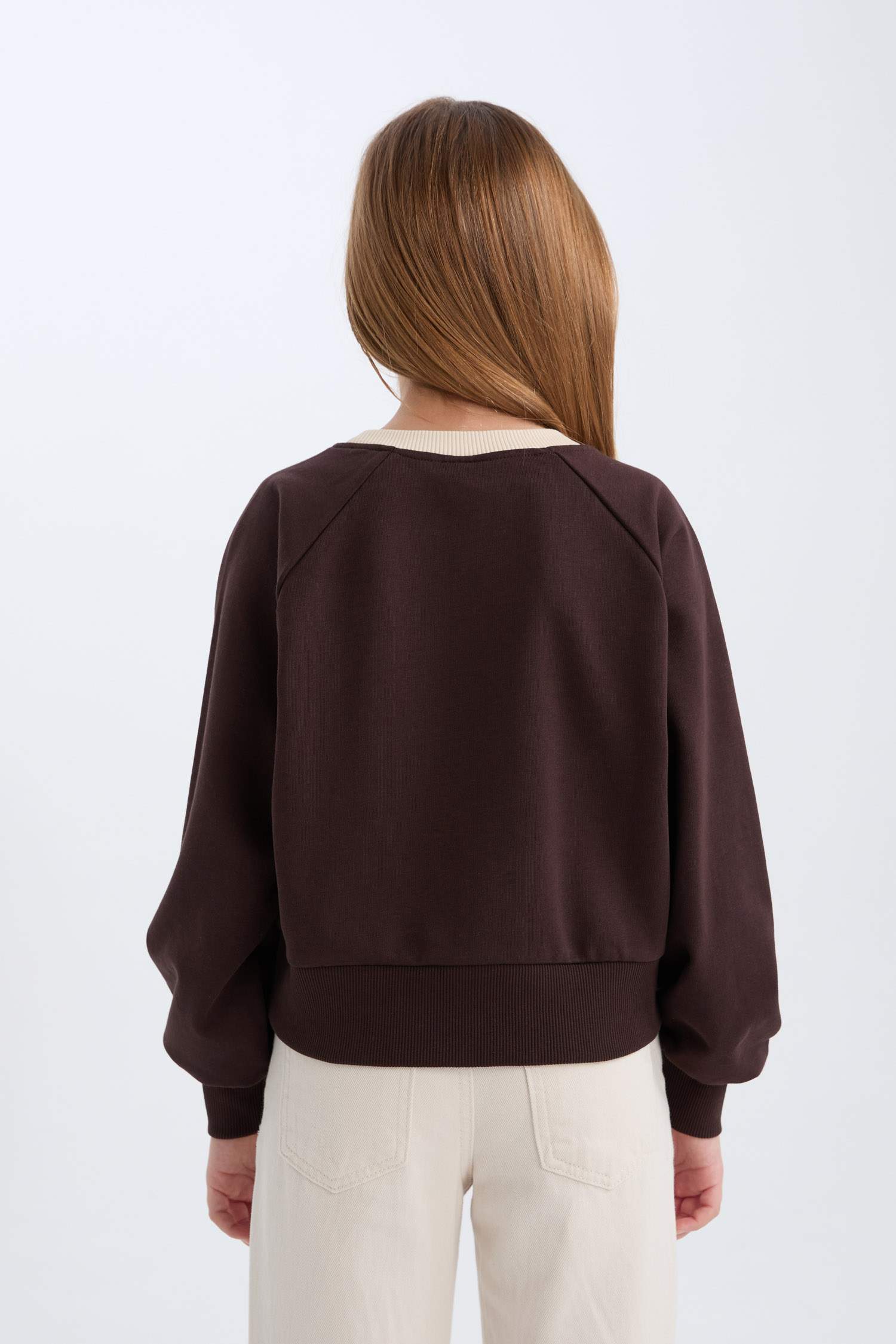 Sweatshirt à col rond avec imprimé et intérieur doux Coupe Relax pour fille