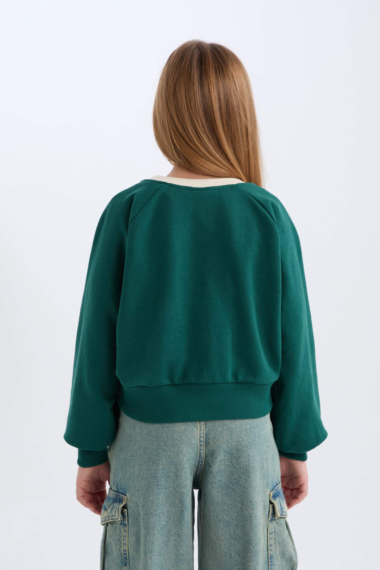 Sweatshirt à col rond avec imprimé et intérieur doux Coupe Relax pour fille