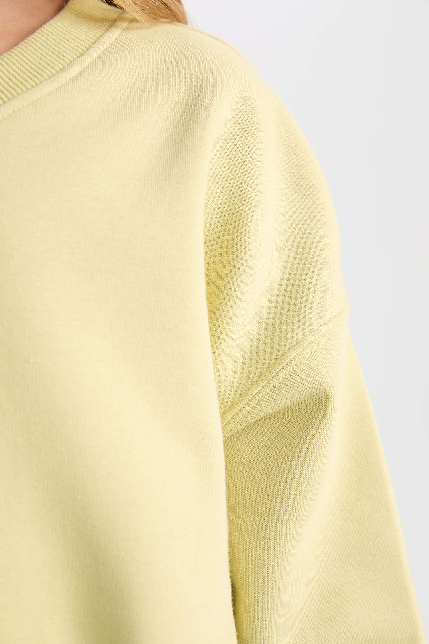 Kız Çocuk Cropped Fit V Yaka Basic Düz Sweatshirt