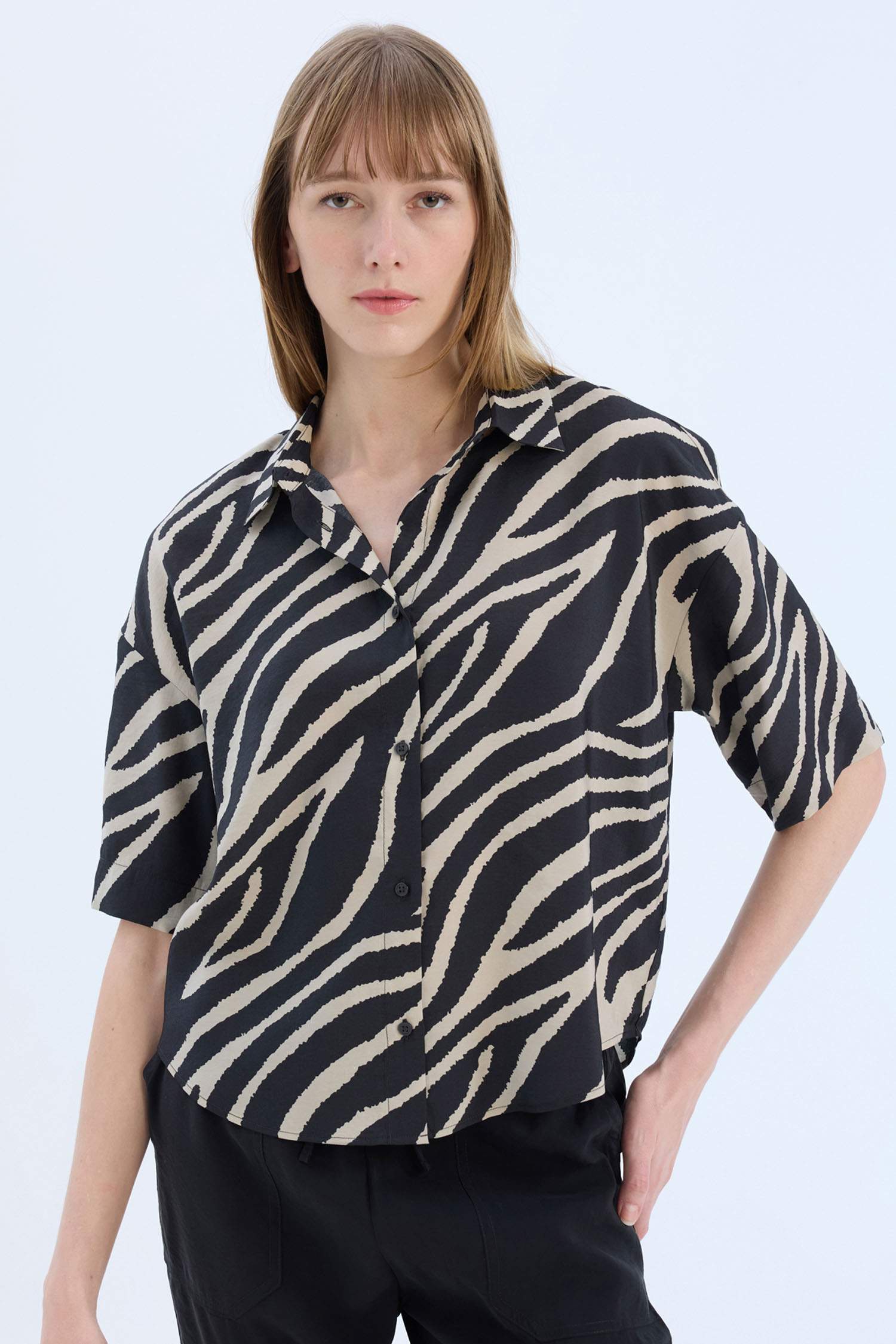 Oversize Fit Shirt Collar modal Short Sleeve Shirt