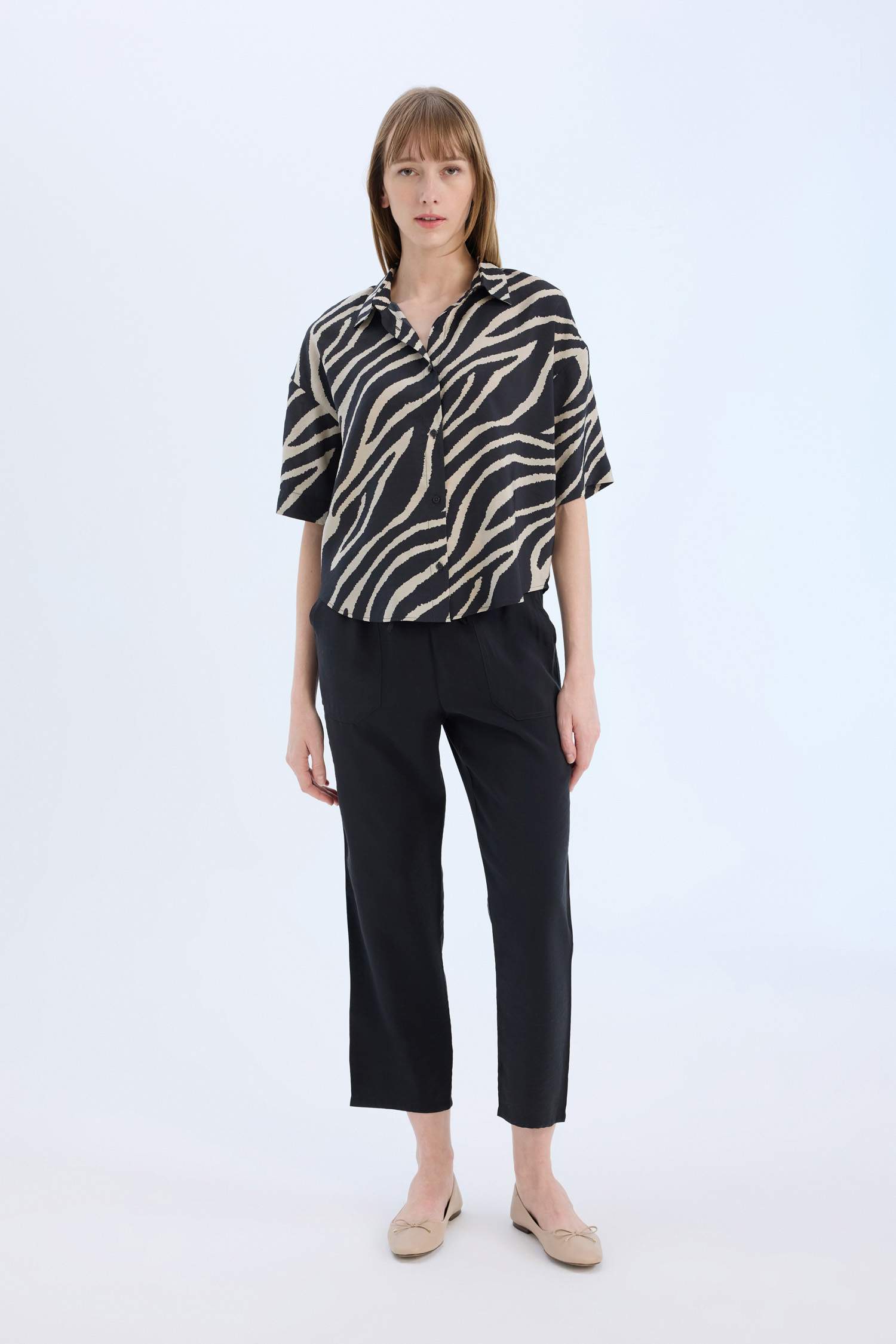 Oversize Fit Shirt Collar modal Short Sleeve Shirt