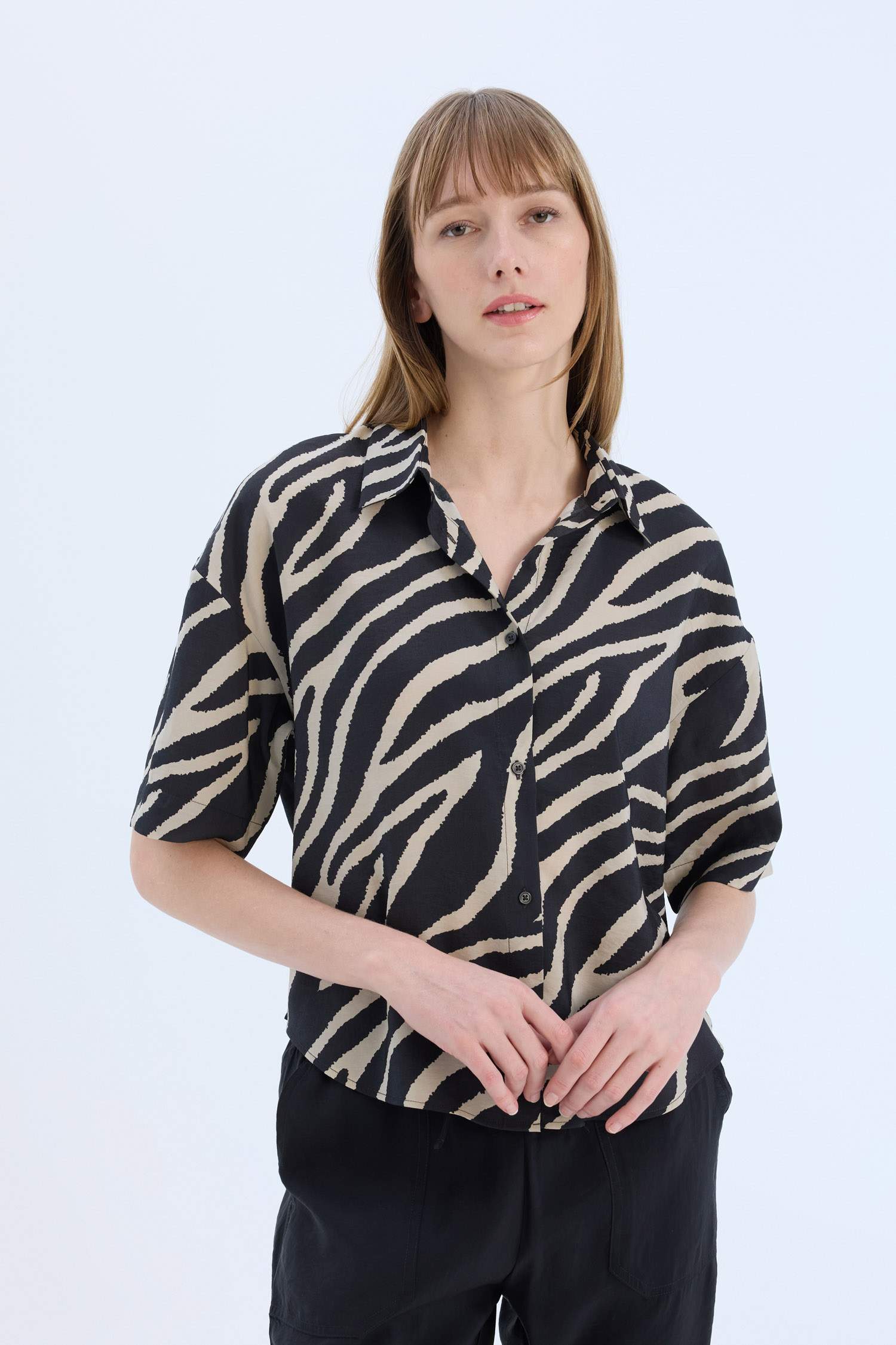 Oversize Fit Shirt Collar modal Short Sleeve Shirt