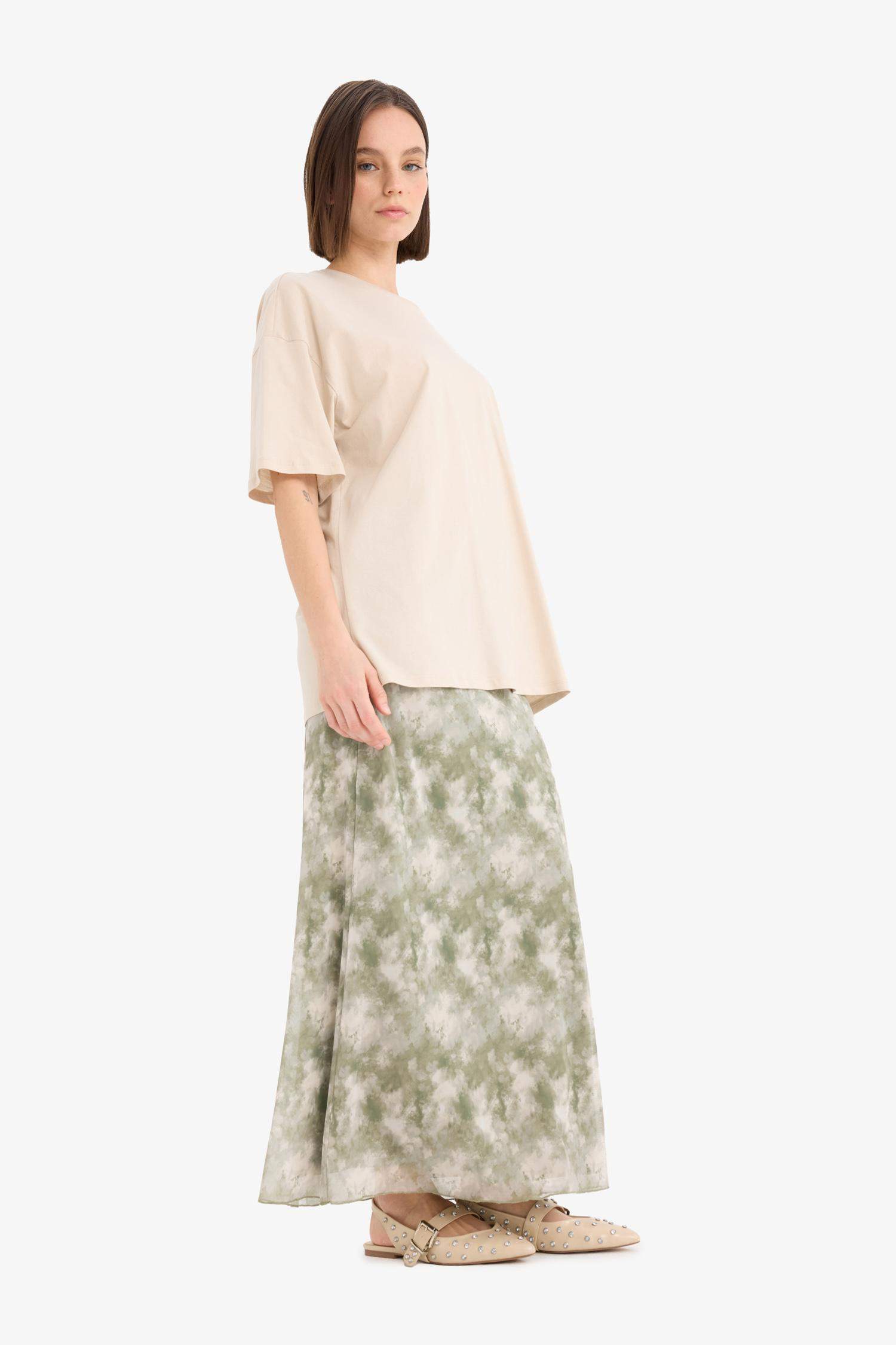 Coool А-Силуэт Узоры Высокая Талия Хлопковая Подкладка Сетка Макси Юбка