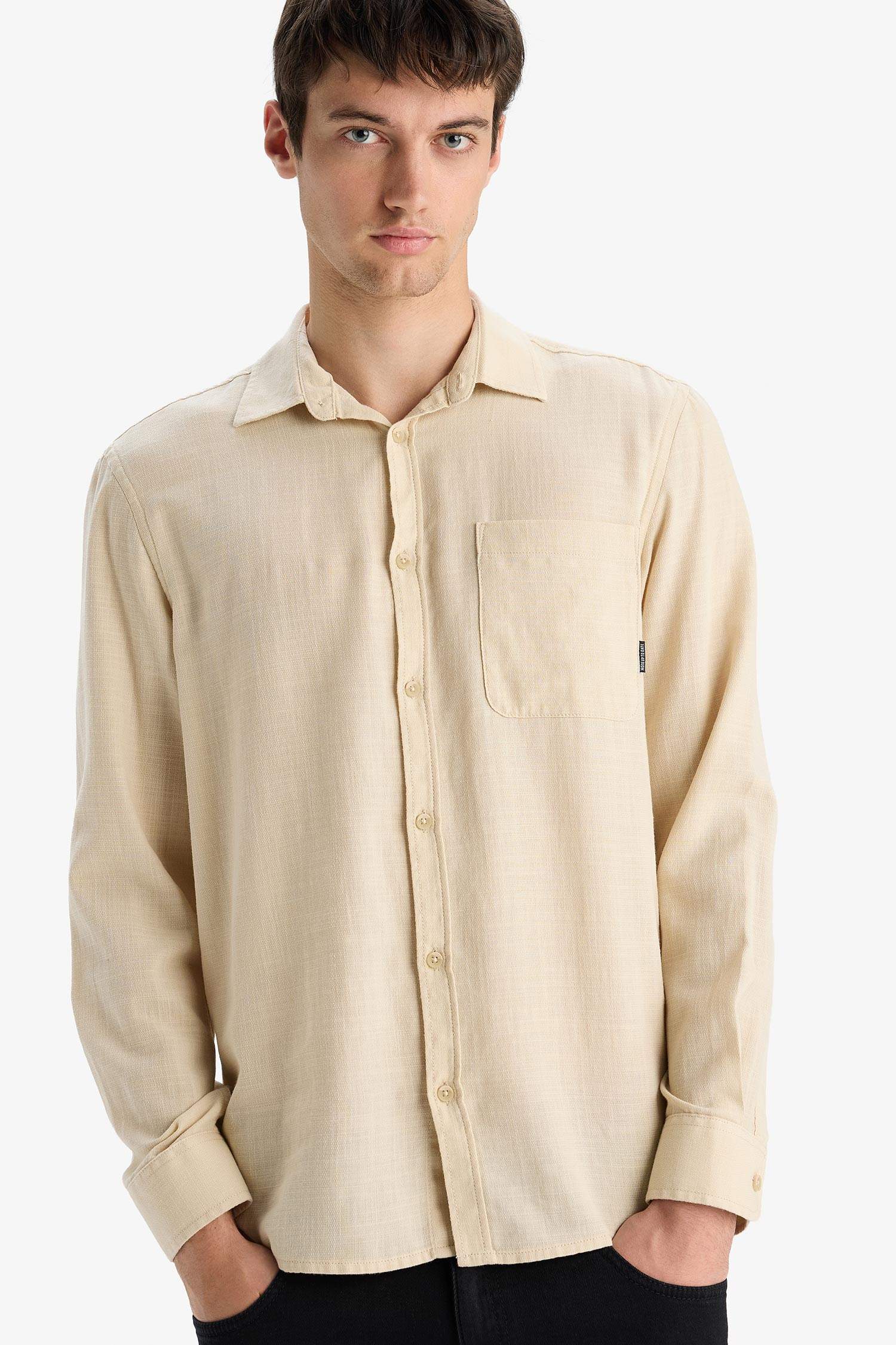 Chemise en coton manches longues Coupe régulière