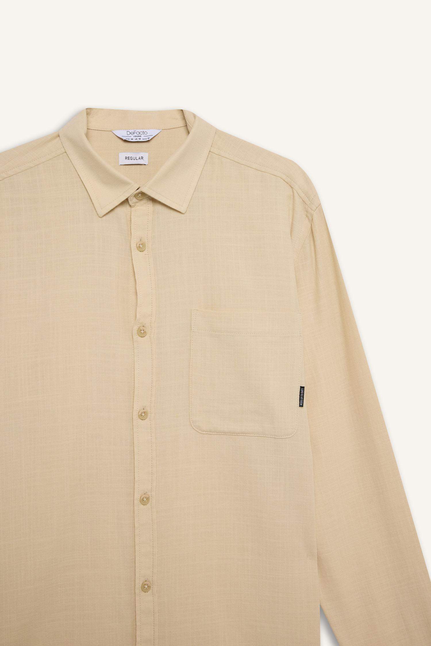 Chemise en coton manches longues Coupe régulière