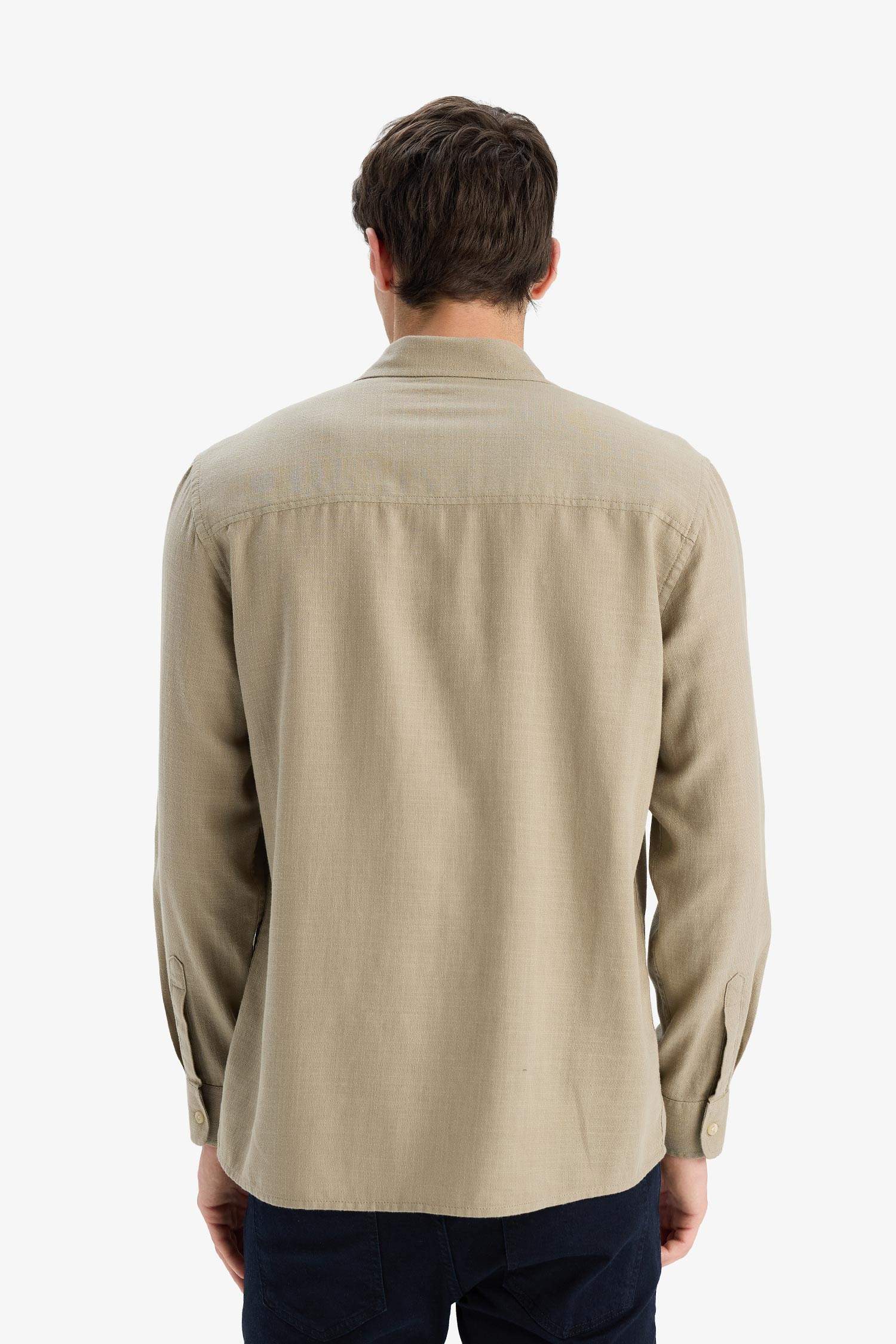 Рубашка с длинным рукавом свободного кроя из хлопка