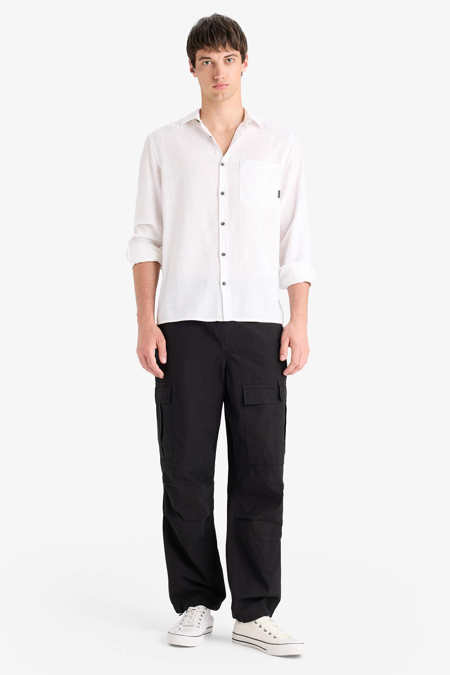 Chemise en coton à manches longues Coupe régulière