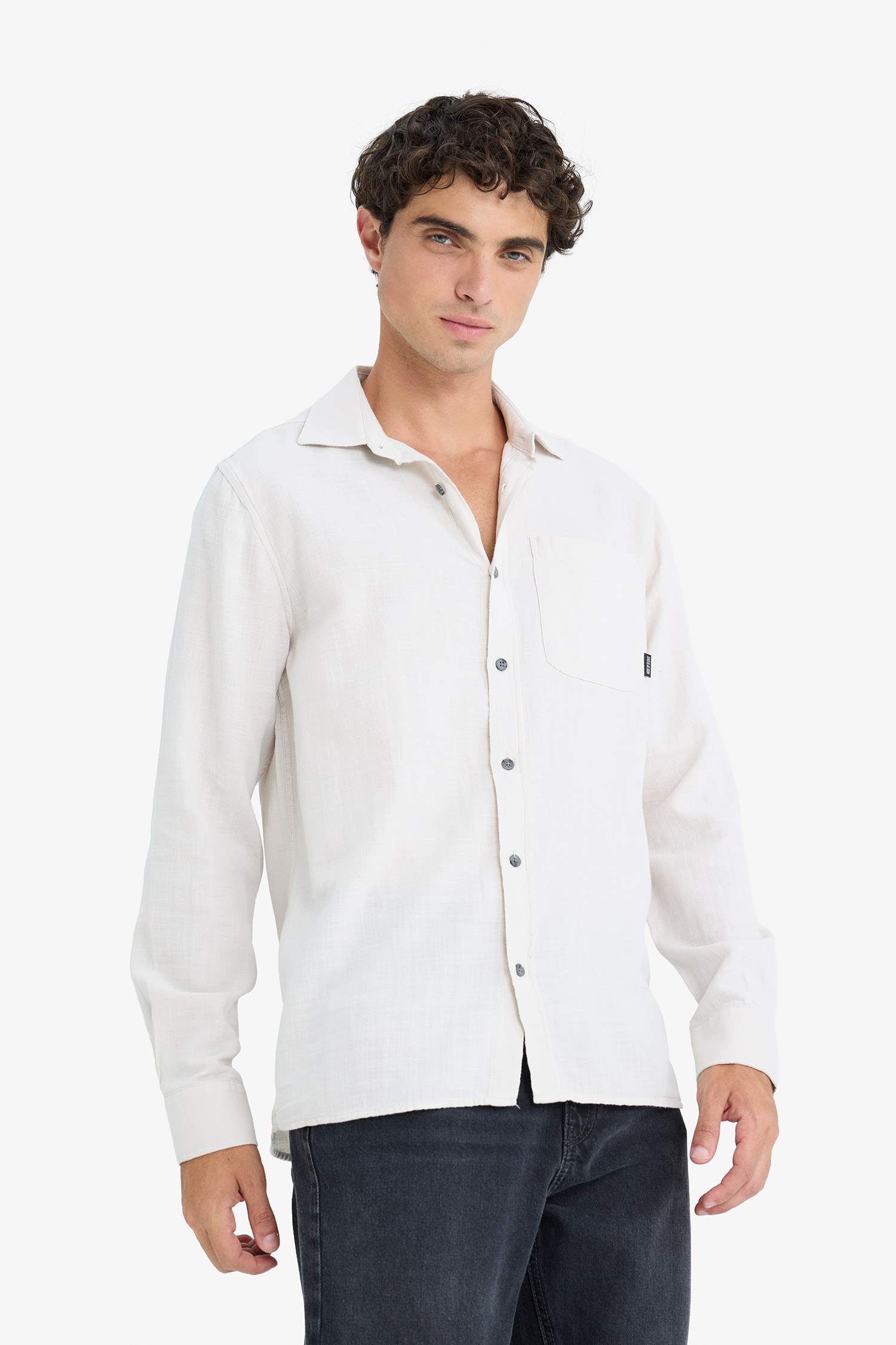 قميص ردن طويل قطن قصة عادية