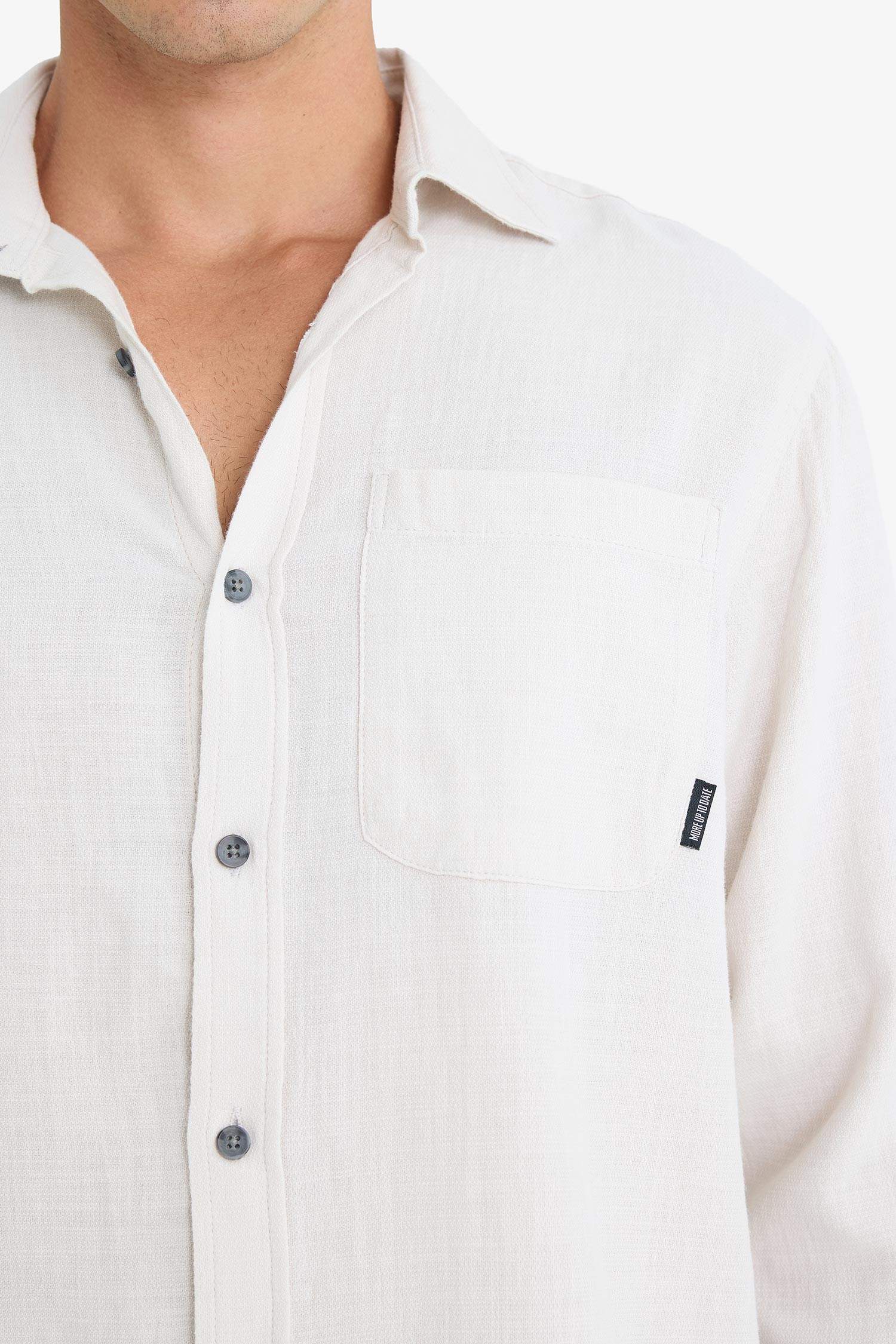 قميص قطن كم طويل قصة عادية