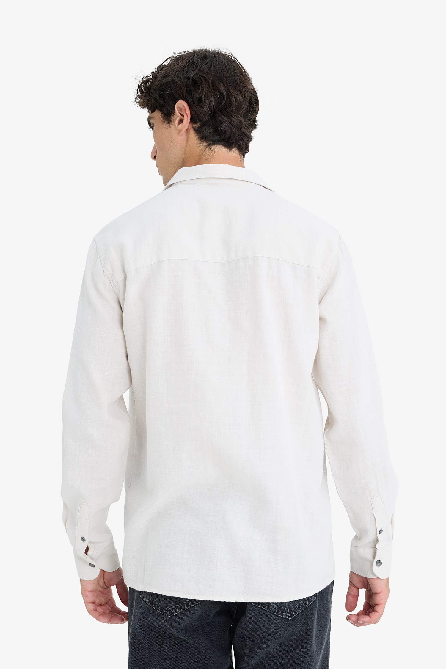 قميص قطن كم طويل قصة عادية