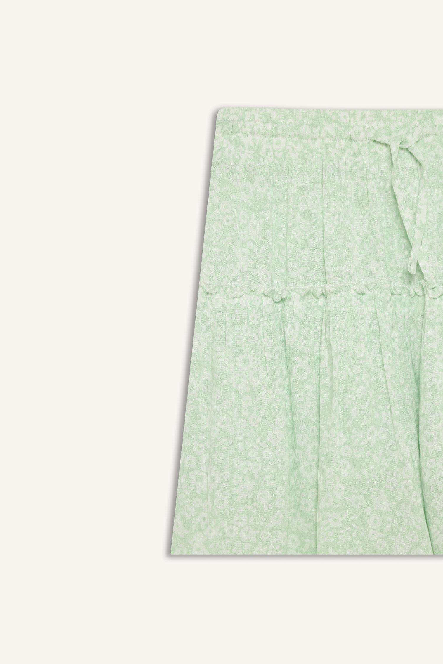 Çiçek Desenli Normal Bel Krinkıl Viskon Mini Etek