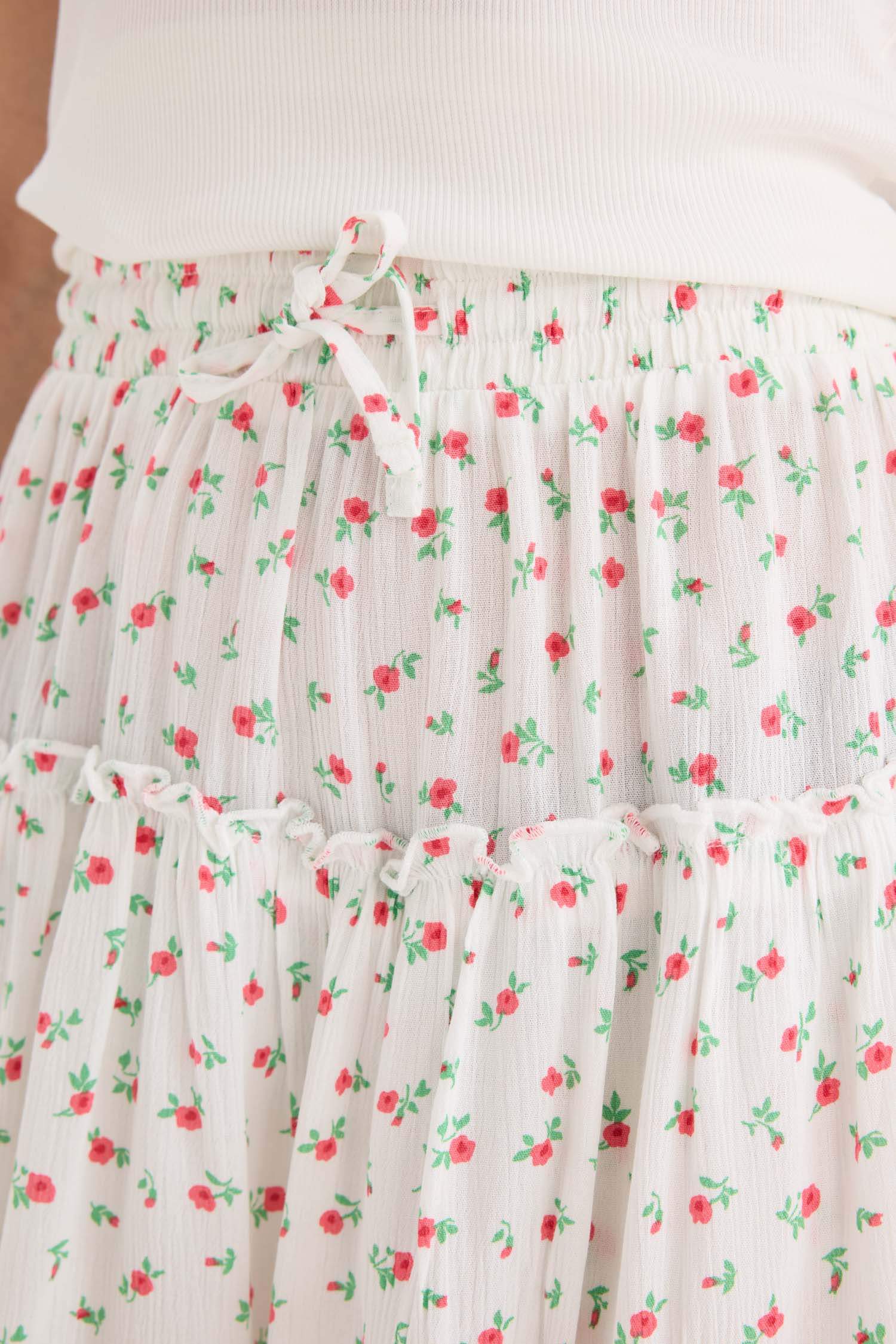 гүлді қысқа ұзындық Тоқылған юбка