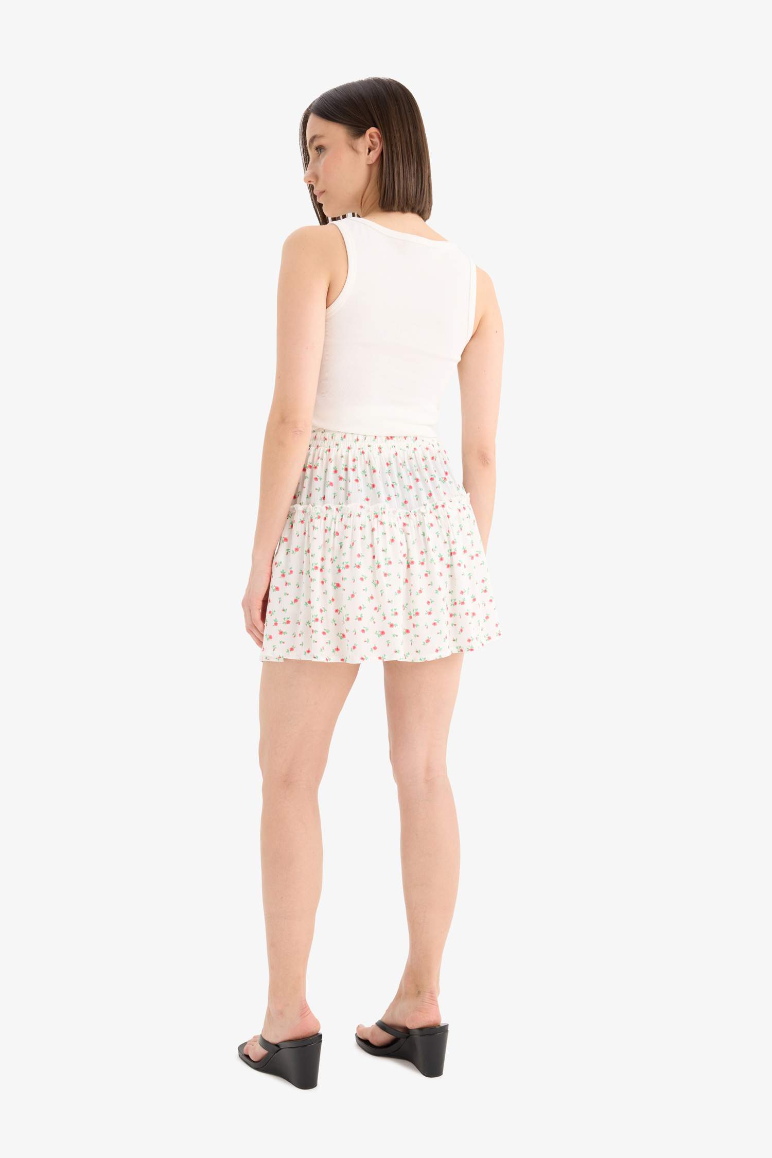 гүлді қысқа ұзындық Тоқылған юбка