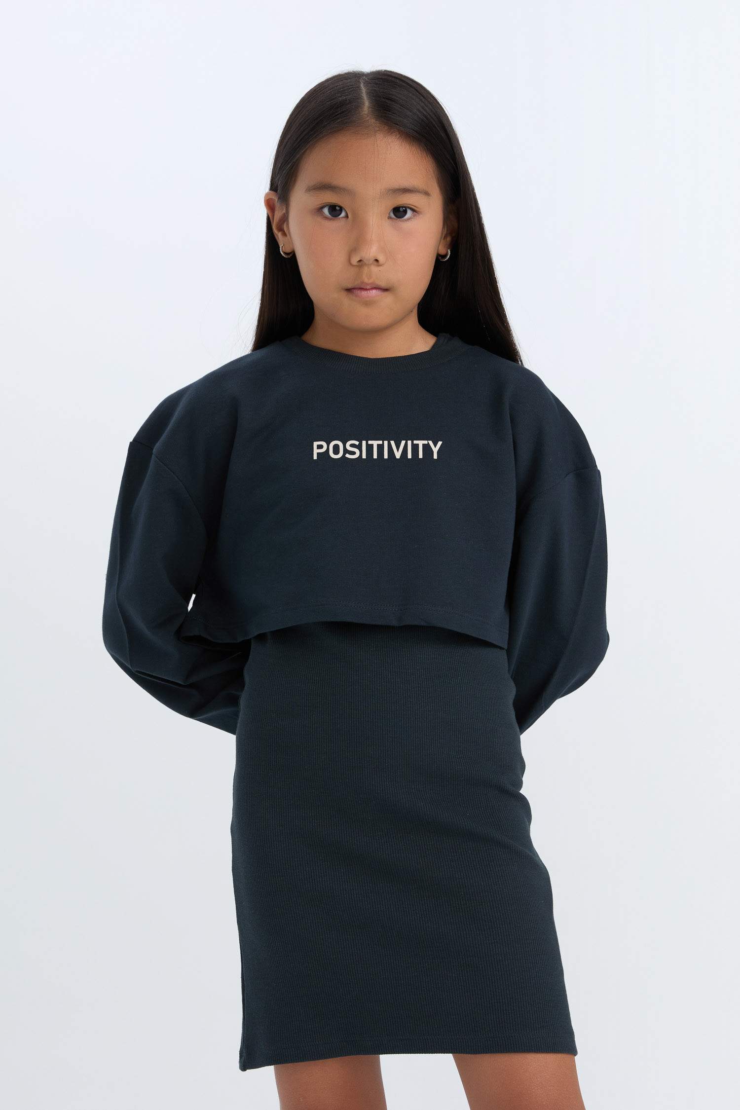 Girl Crew Neck Printed Corduroy Camisole Dress