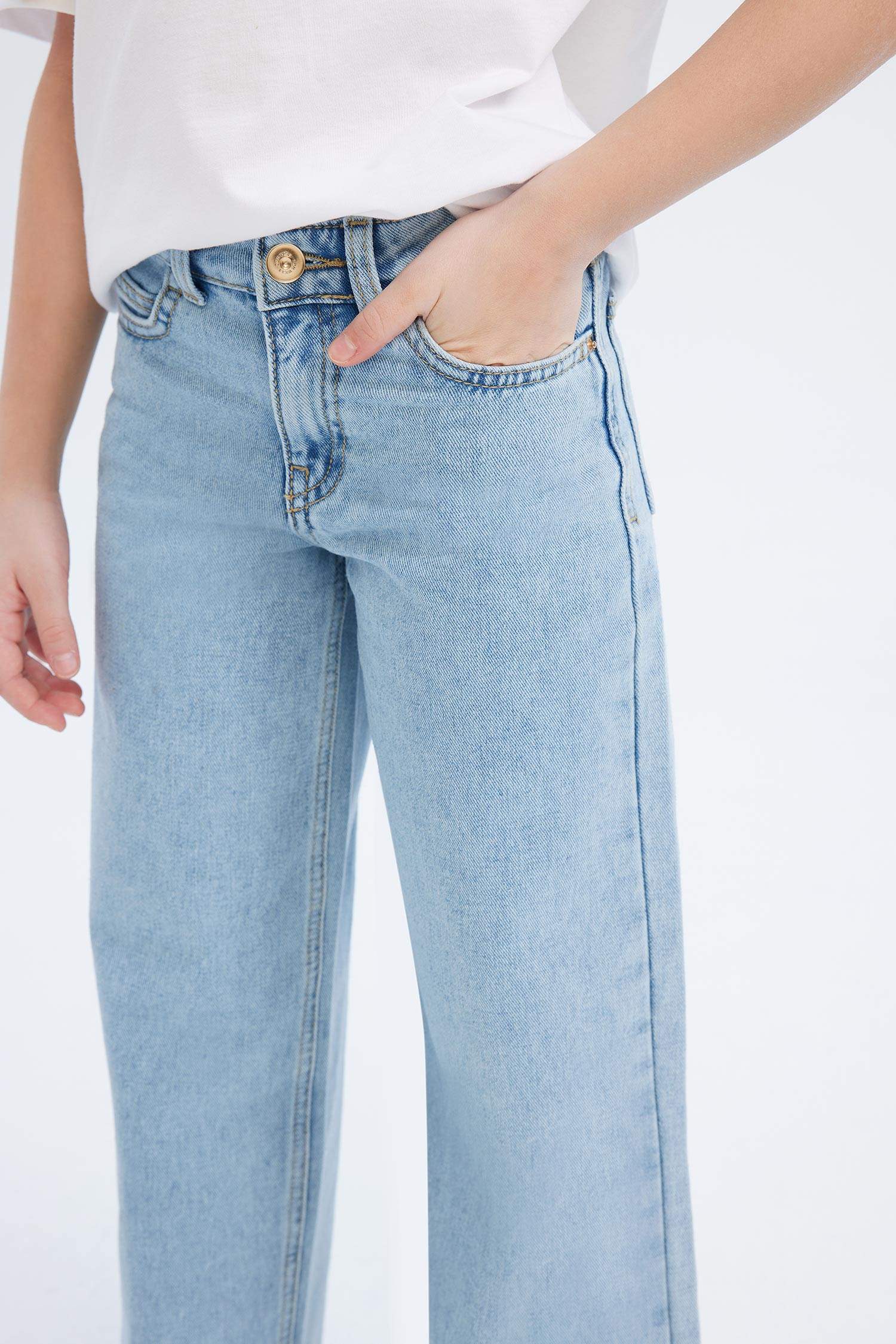 سروال جينز بنات واسع